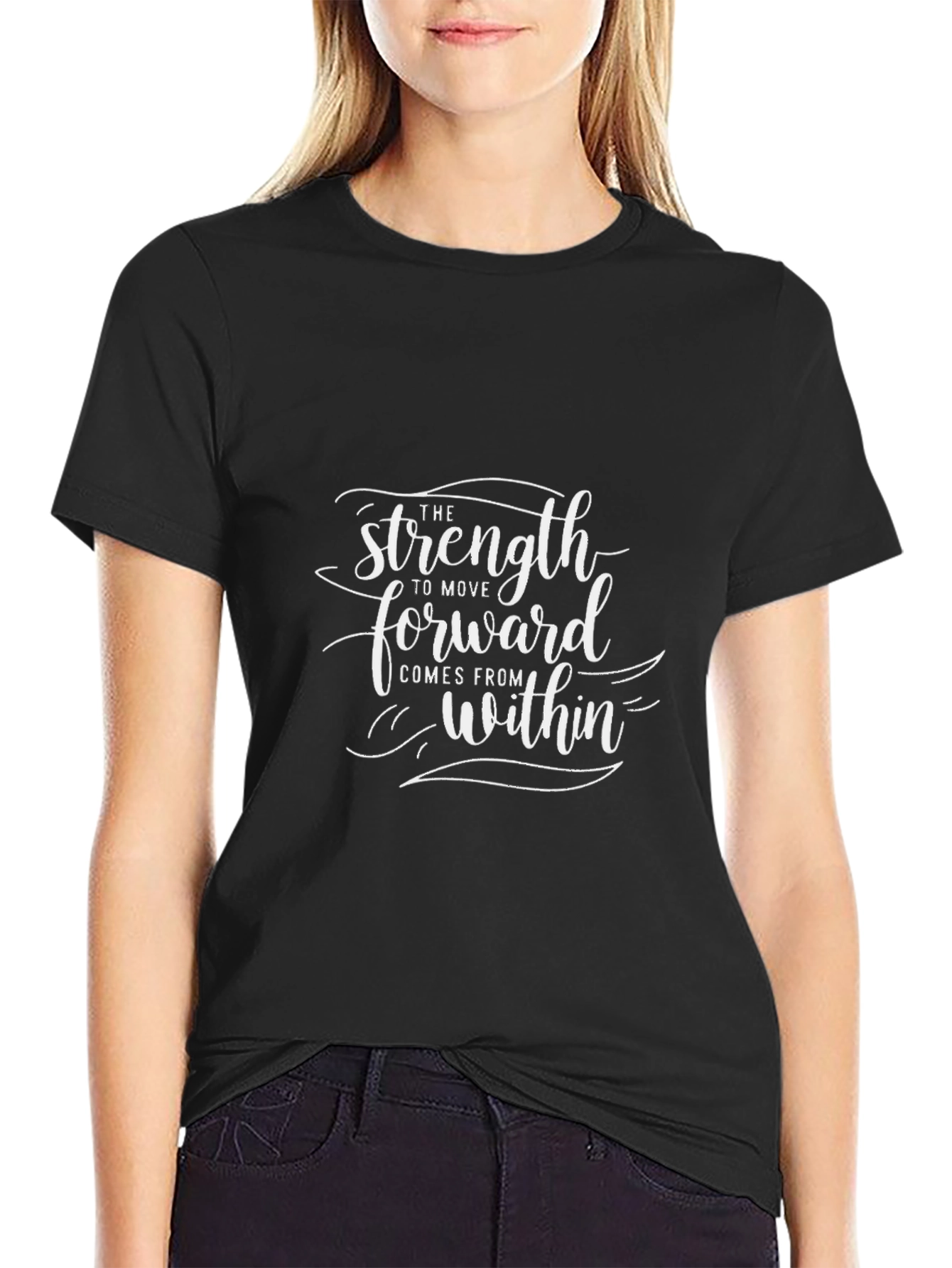 Inspirational Strength T-Shirt - Motivational Black Tee