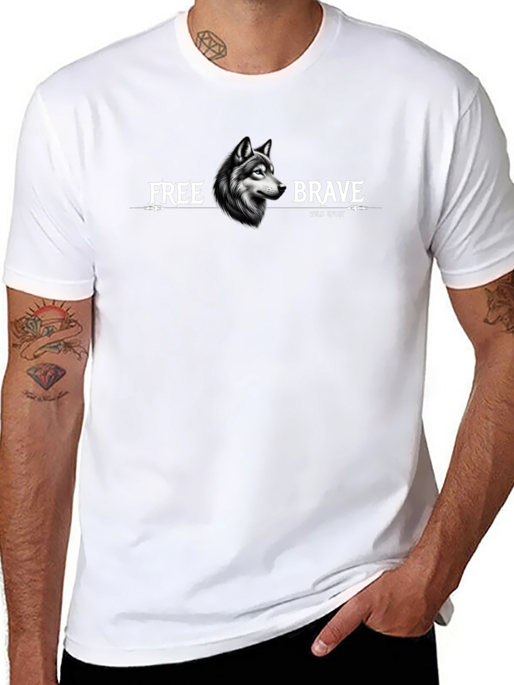 Wolf Spirit Graphic T-Shirt - Free Brave