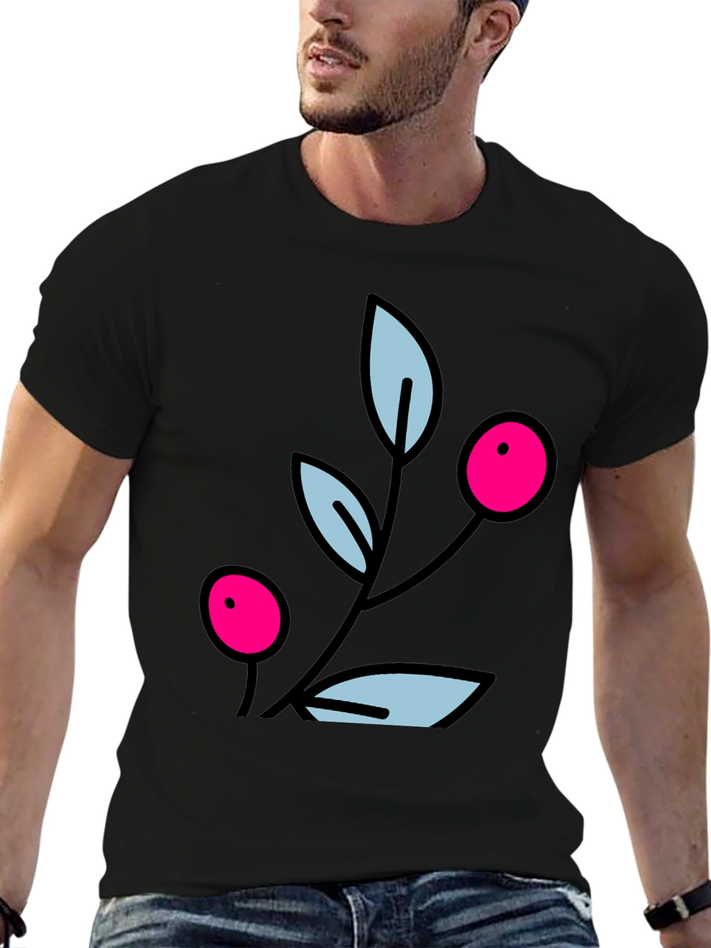 Berry Branch Graphic Black T-Shirt