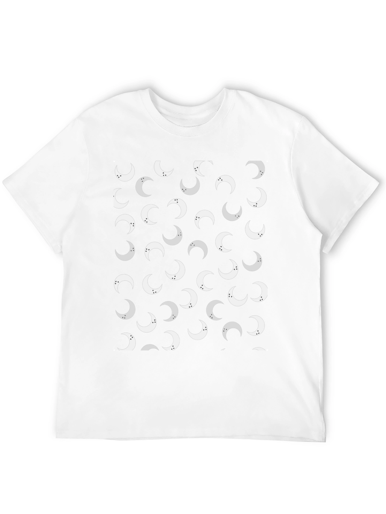 Crescent Moon Pattern Tee - Stylish Black Cotton T-Shirt