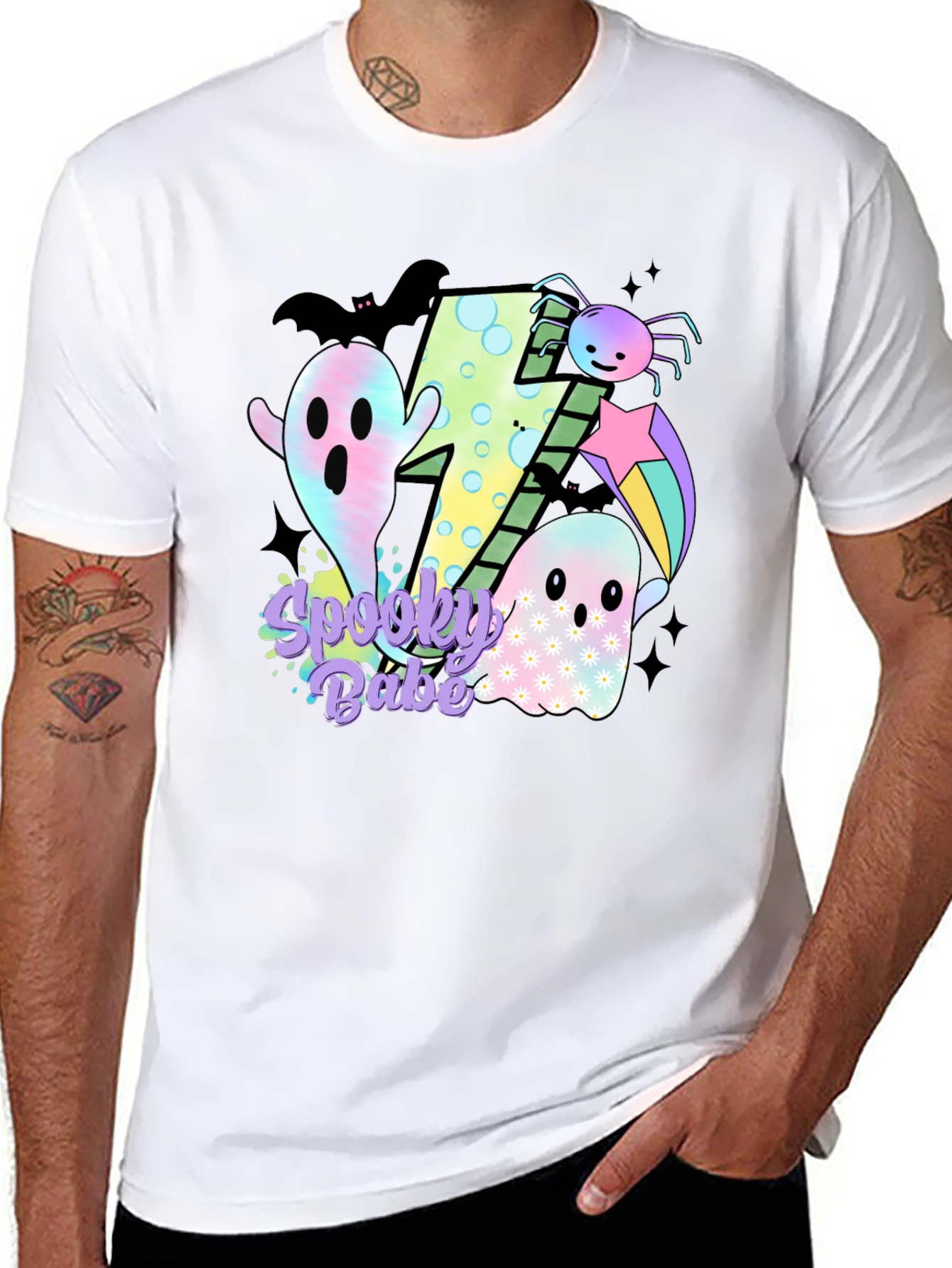 Spooky Babe Halloween Graphic Tee - Black Cotton Blend