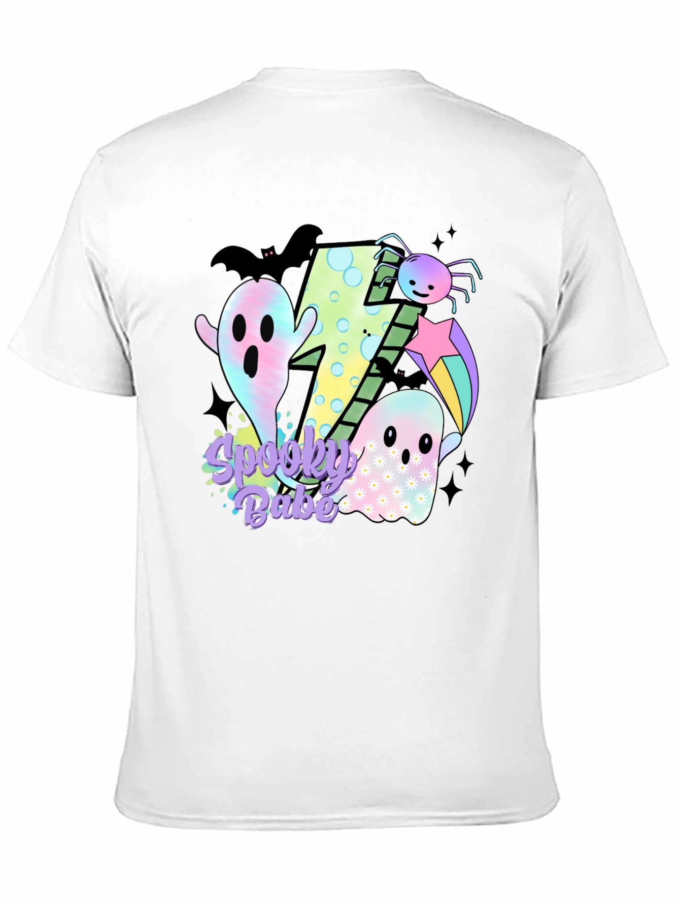Spooky Babe Halloween Graphic Tee - Black Cotton Blend