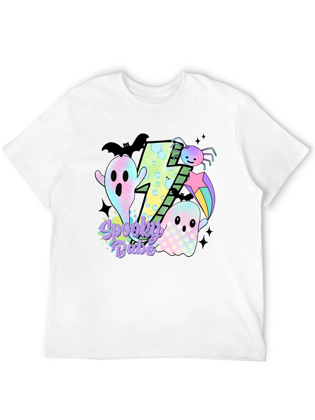 Spooky Babe Halloween Graphic Tee - Black Cotton Blend