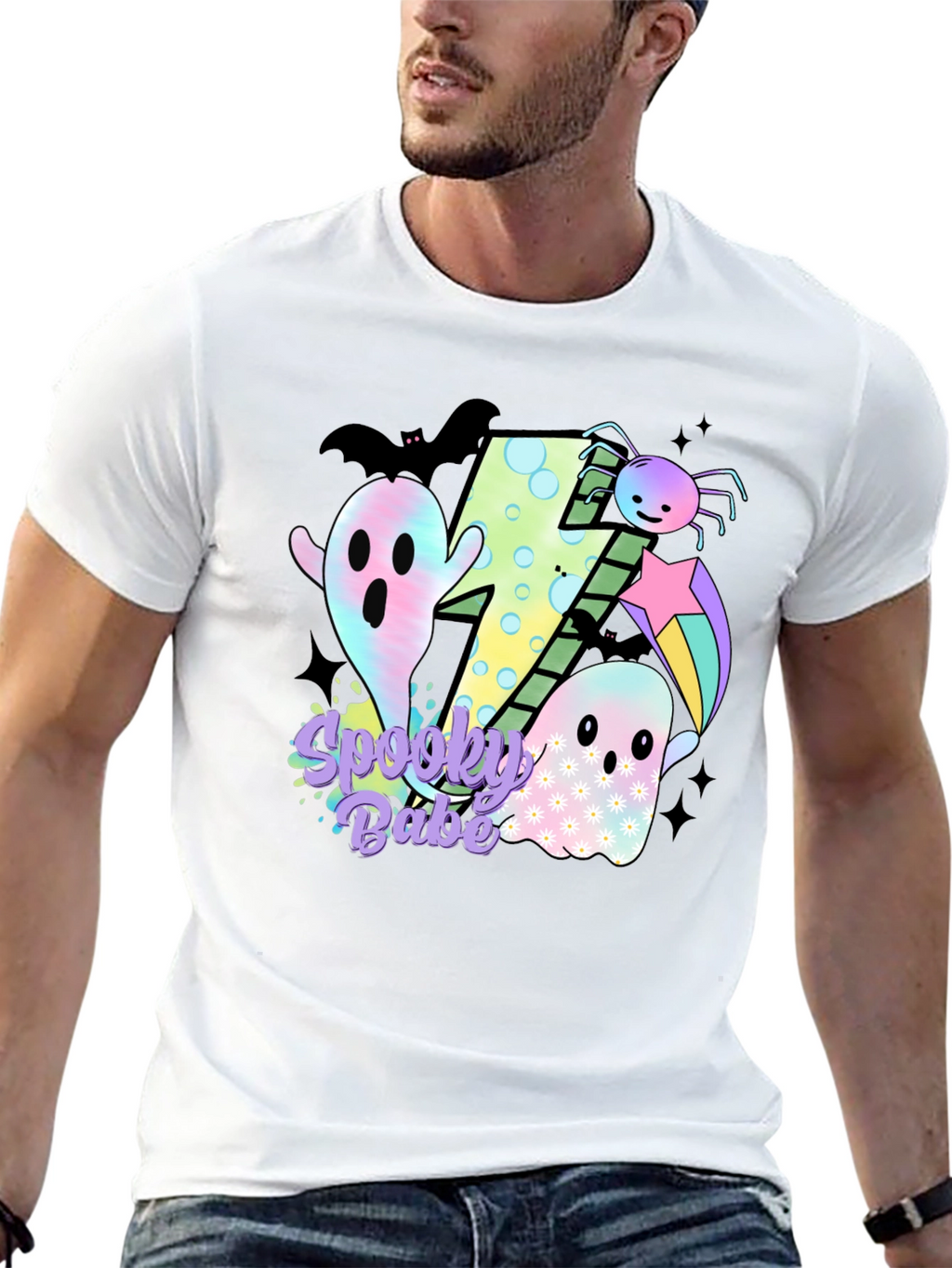 Spooky Babe Halloween Graphic Tee - Black Cotton Blend
