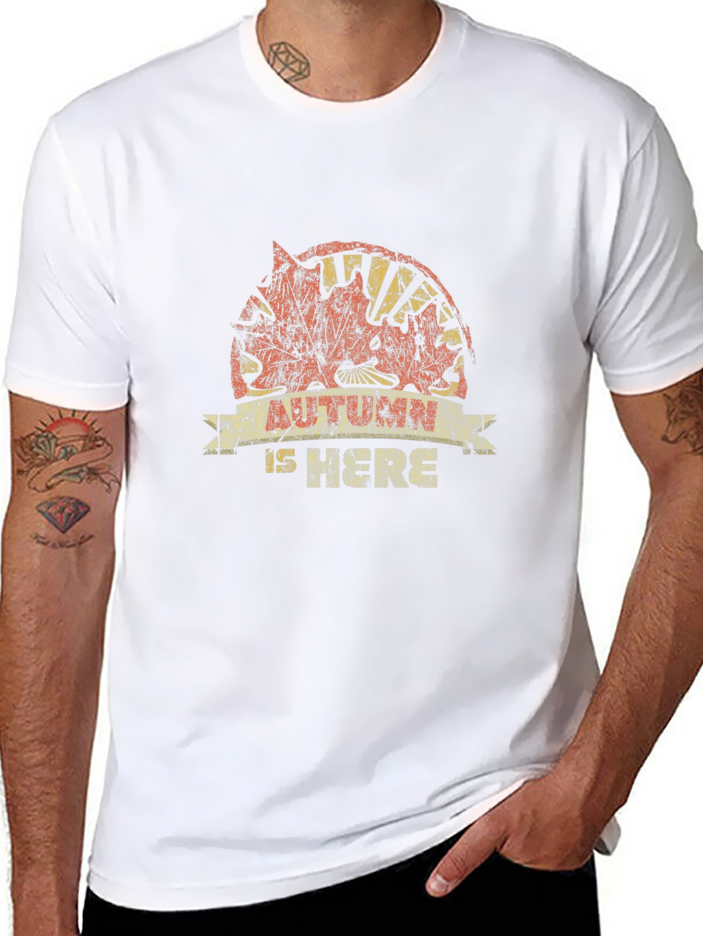 Autumn Is Here Black Graphic T-Shirt