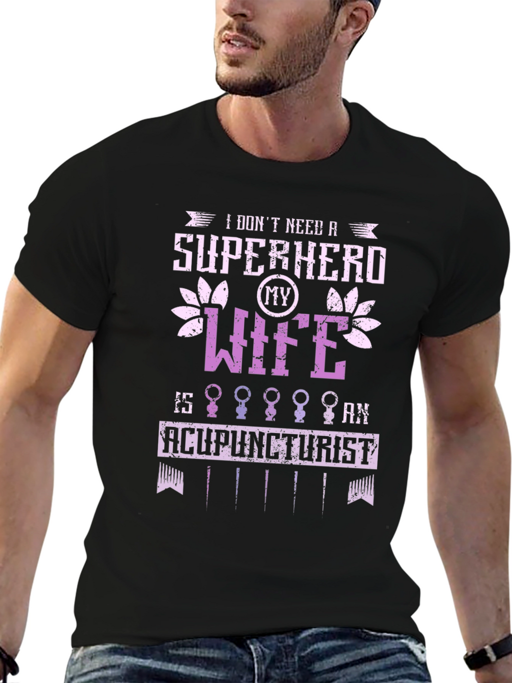 Acupuncturist Wife Super Hero Graphic Tee