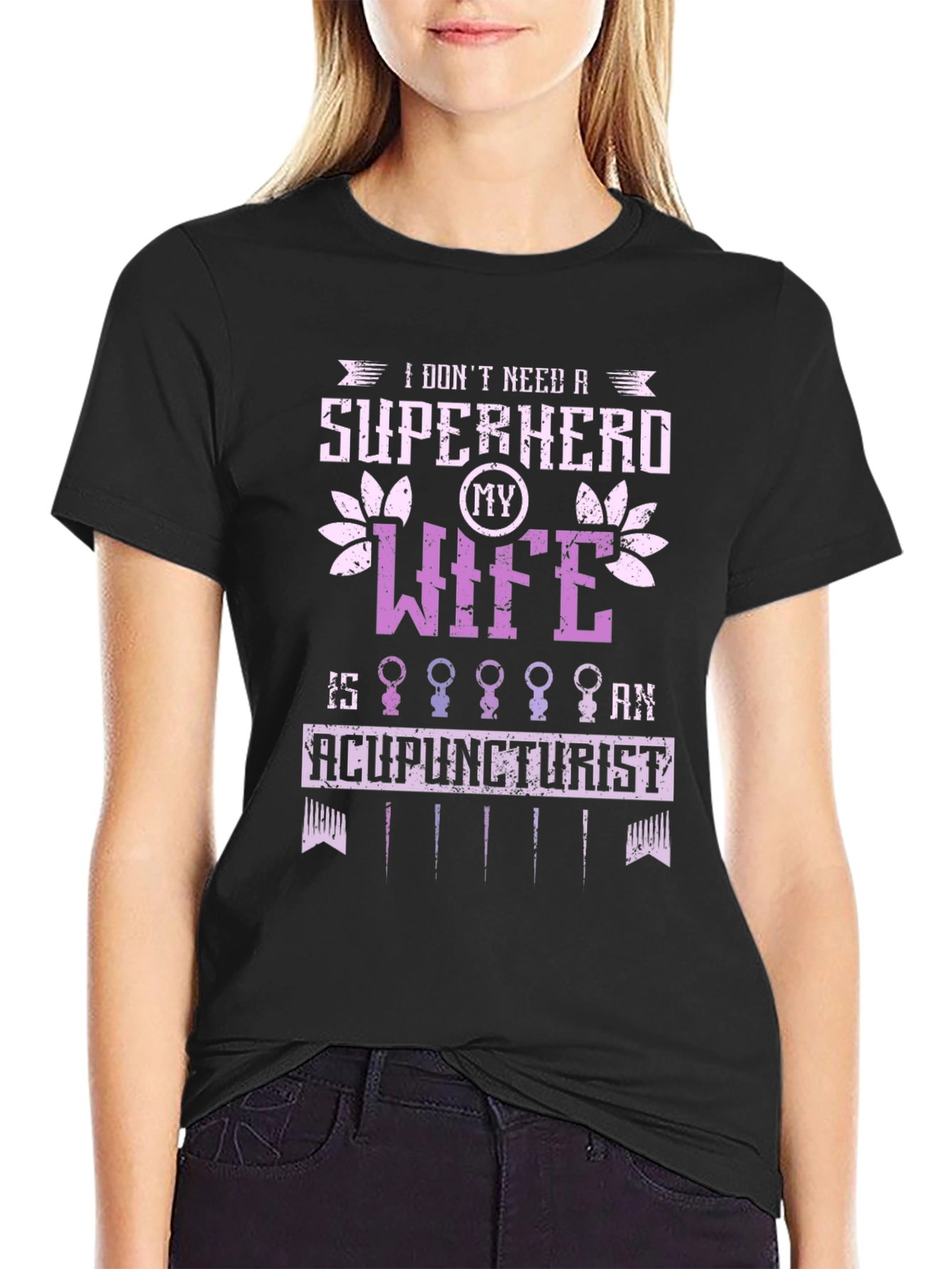 Acupuncturist Wife Super Hero Graphic Tee