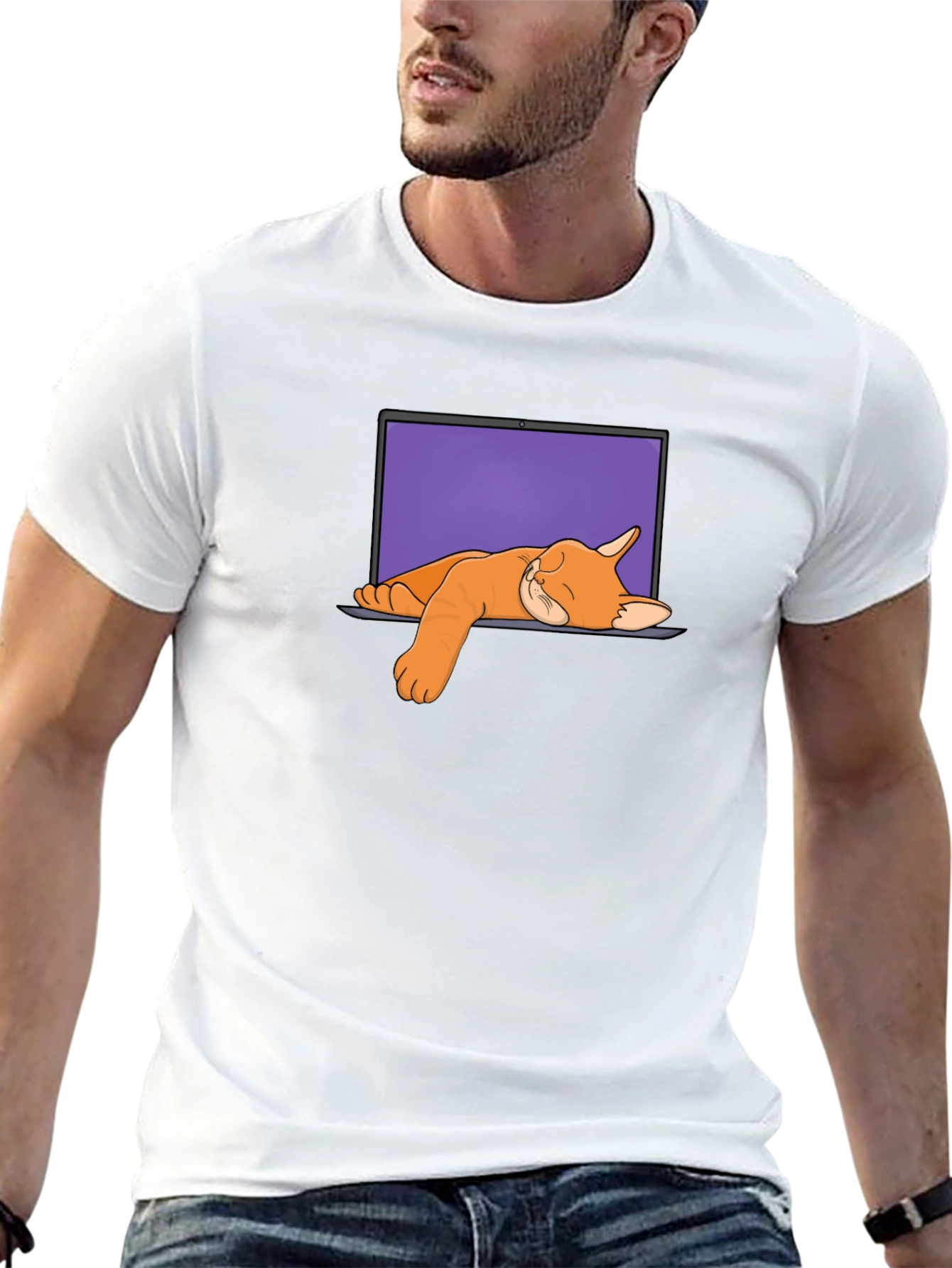 Cat Nap Laptop Graphic Tee