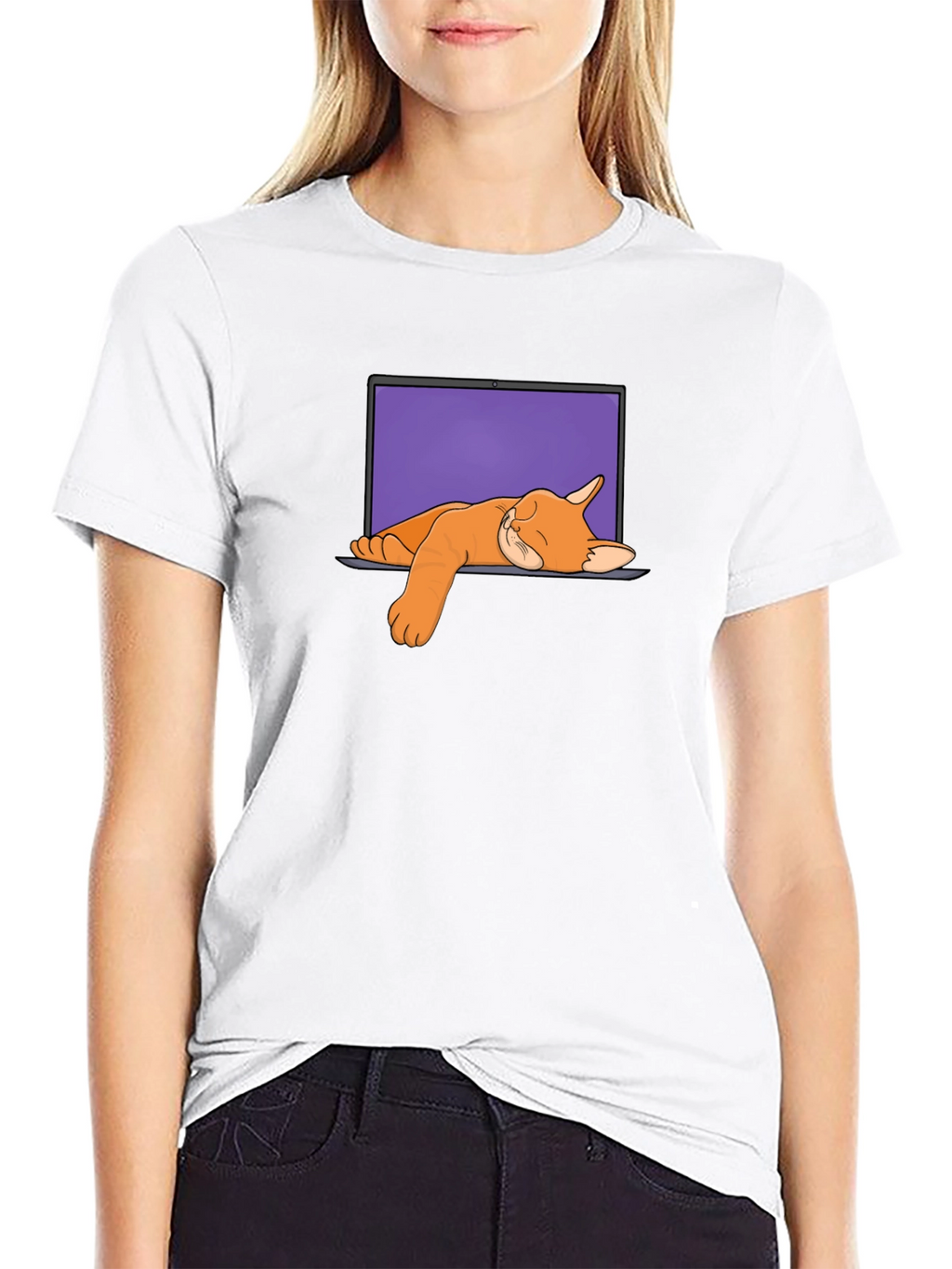 Cat Nap Laptop Graphic Tee
