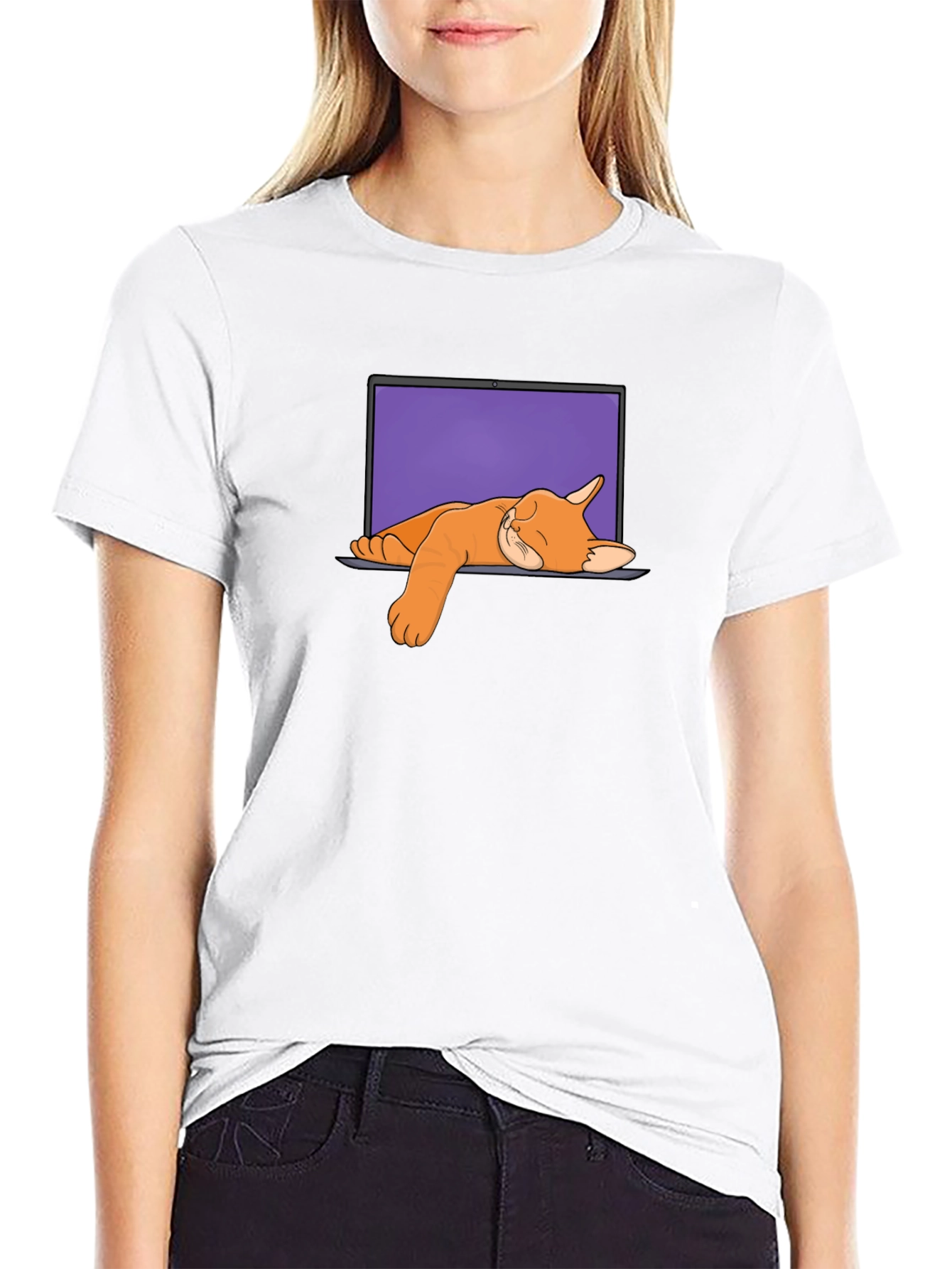 Cat Nap Laptop Graphic Tee