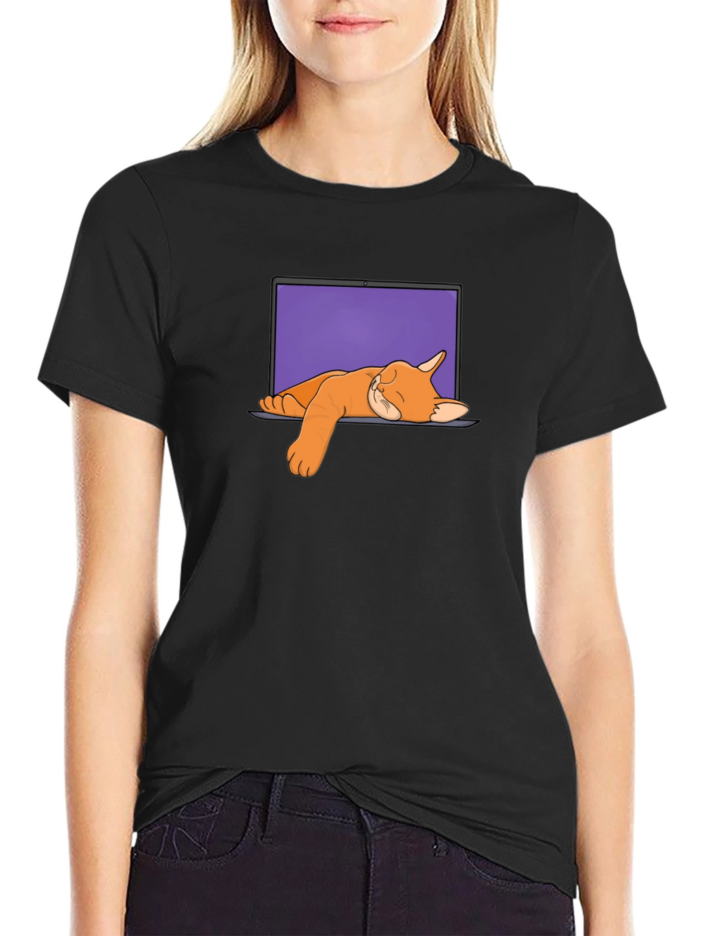 Cat Nap Laptop Graphic Tee