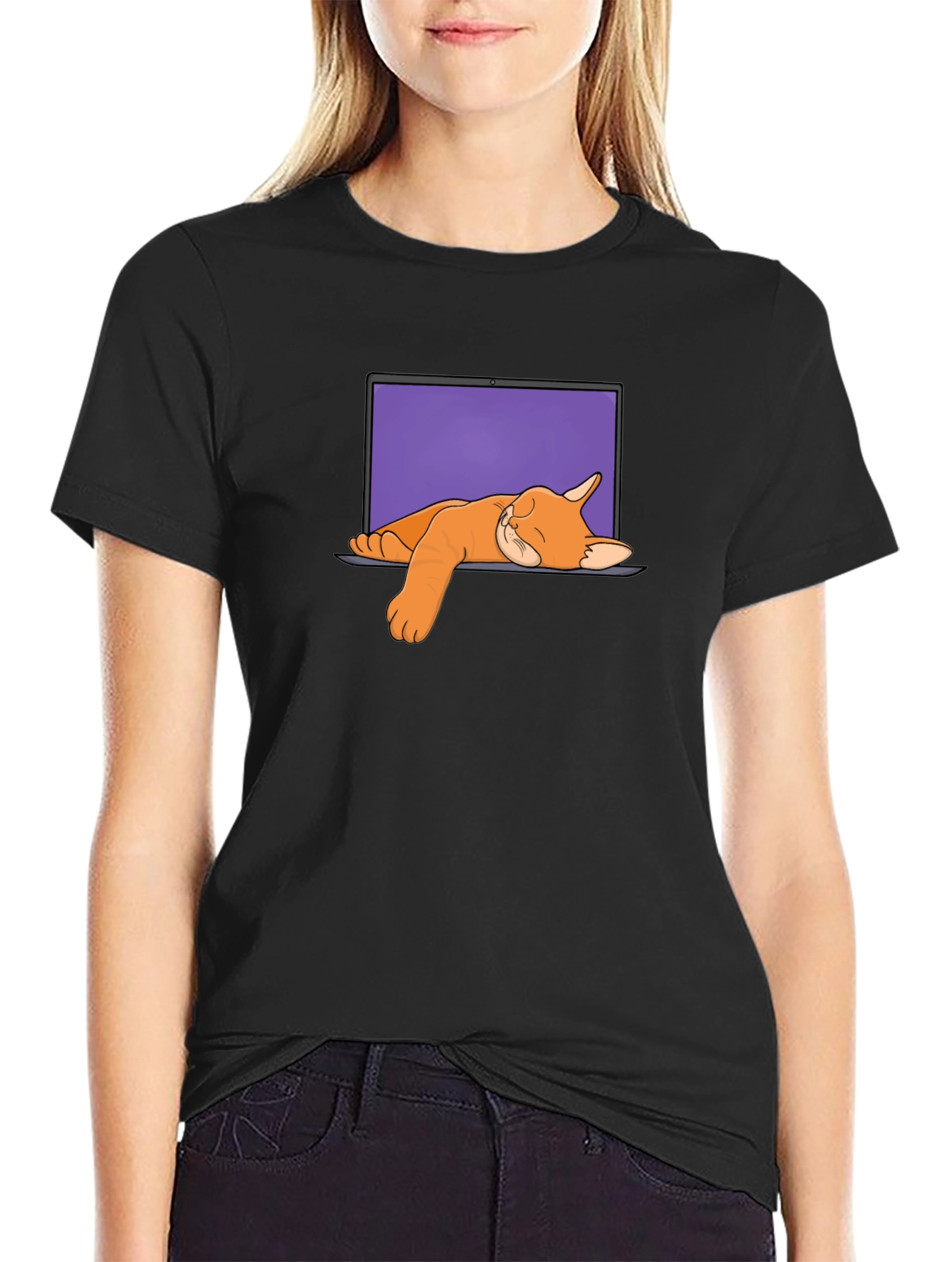 Cat Nap Laptop Graphic Tee