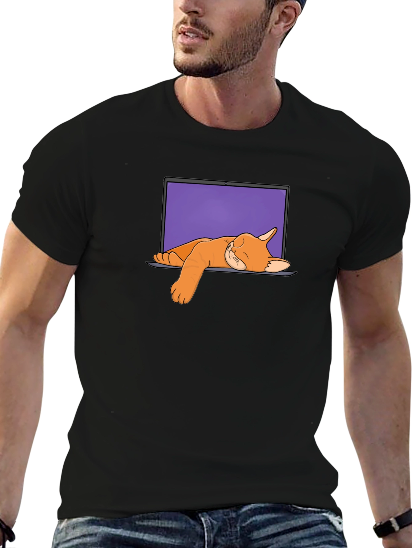 Cat Nap Laptop Graphic Tee