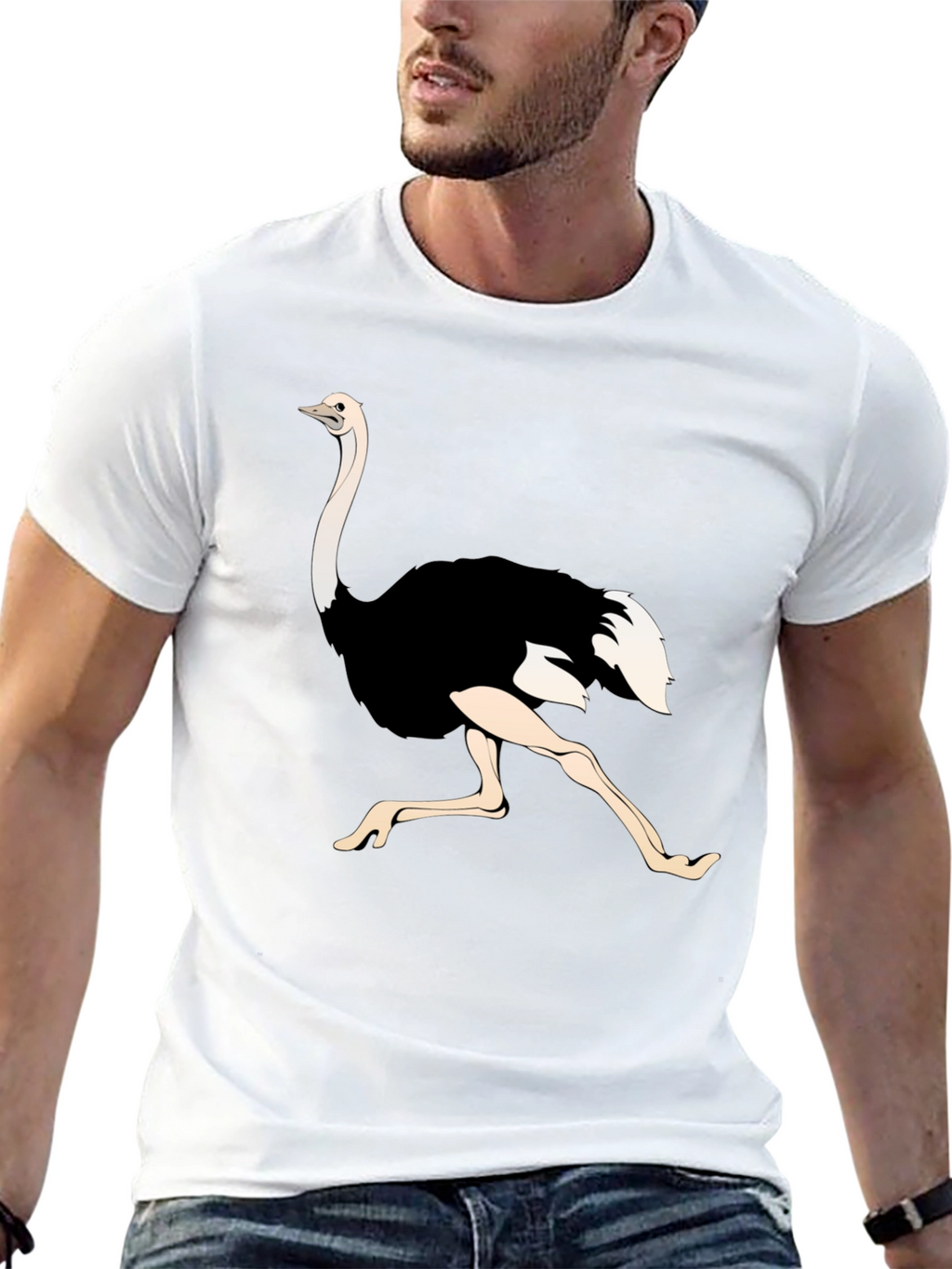 Ostrich Graphic Tee - Black Unisex T-Shirt