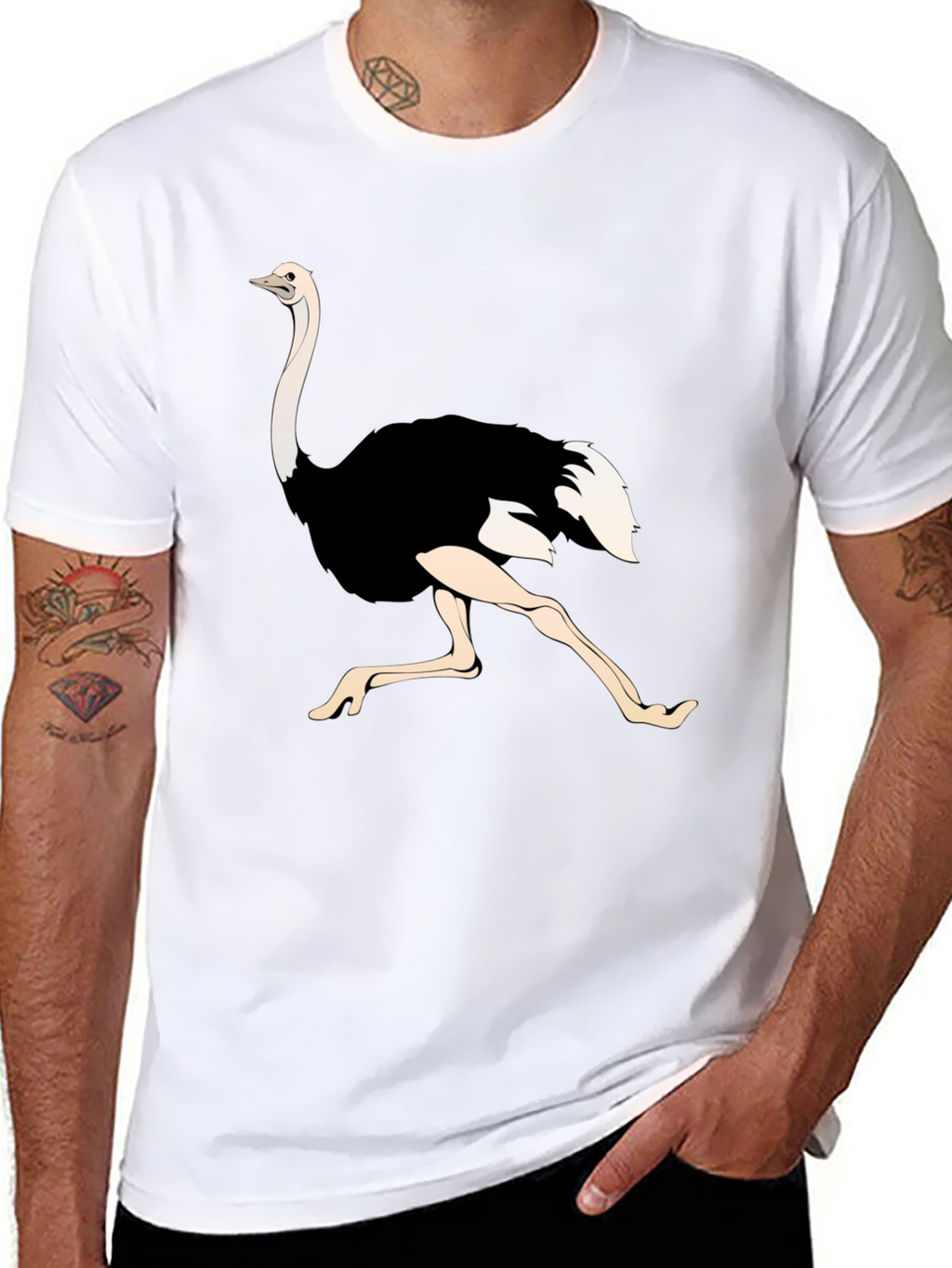 Ostrich Graphic Tee - Black Unisex T-Shirt