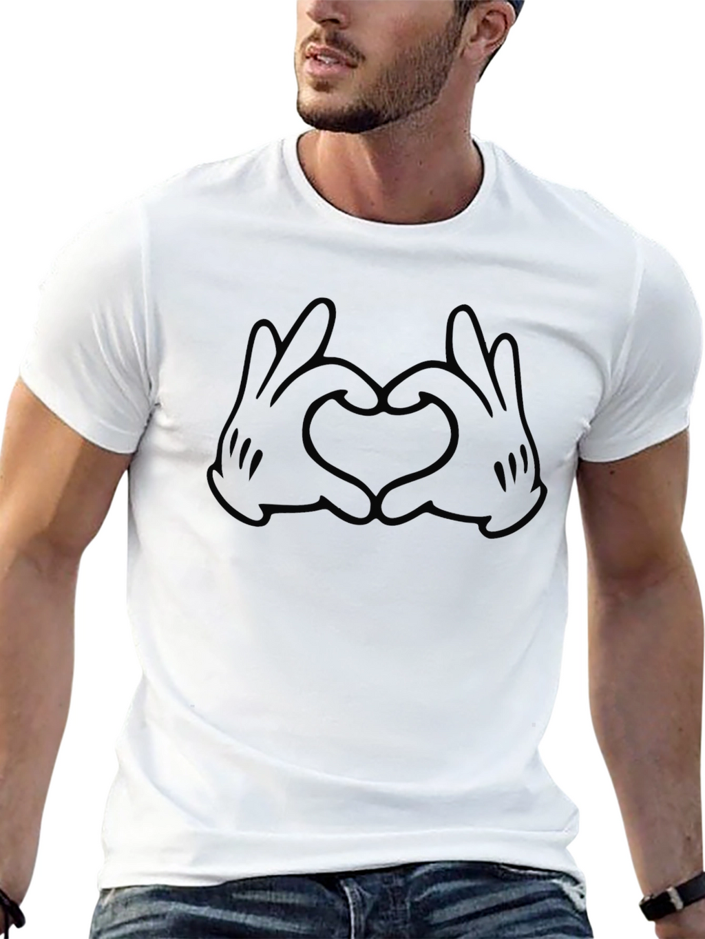 Mickey Hands Heart Graphic Tee - Black