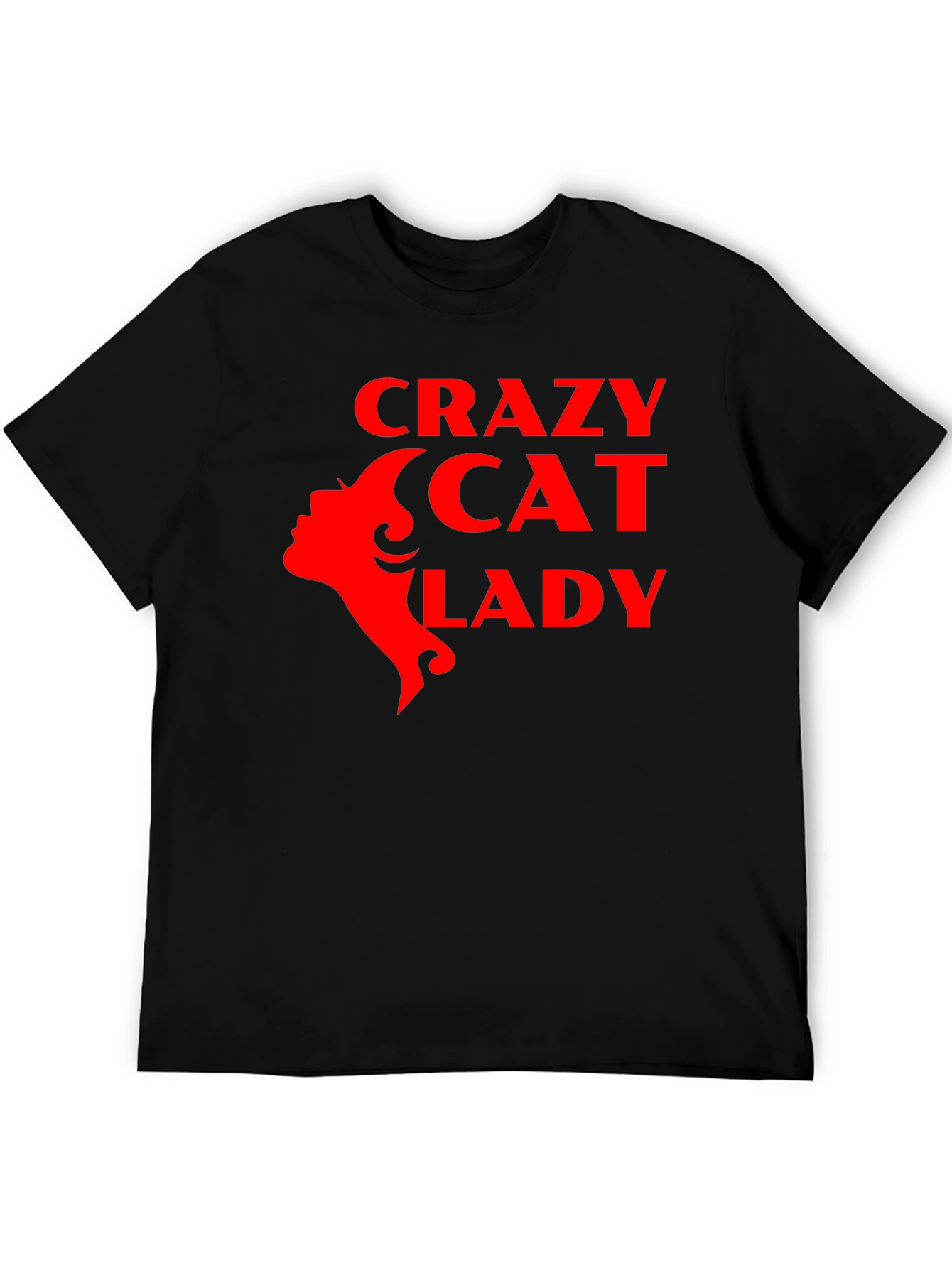Crazy Cat Lady Graphic T-Shirt - Red Print on Black