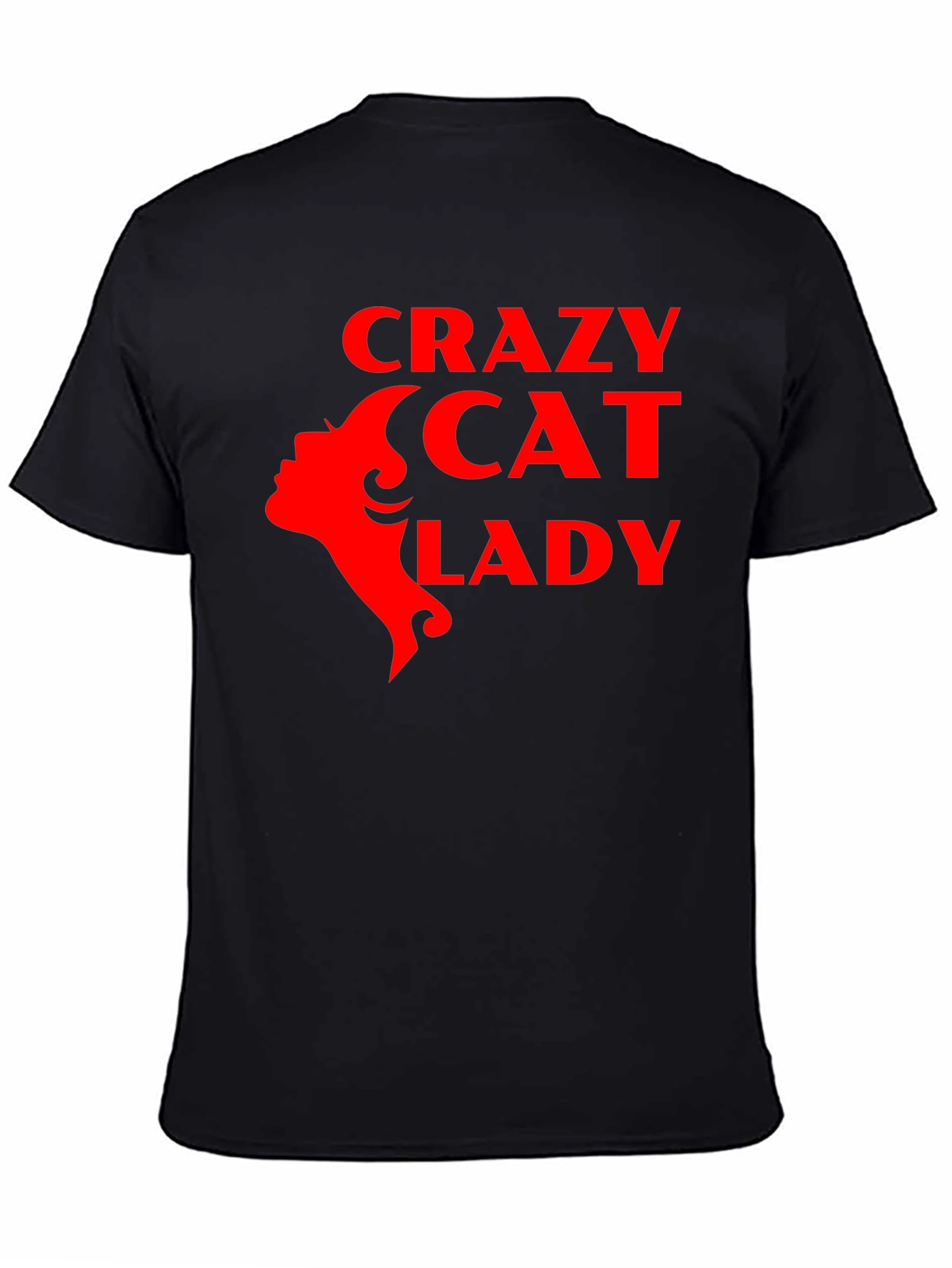 Crazy Cat Lady Graphic T-Shirt - Red Print on Black