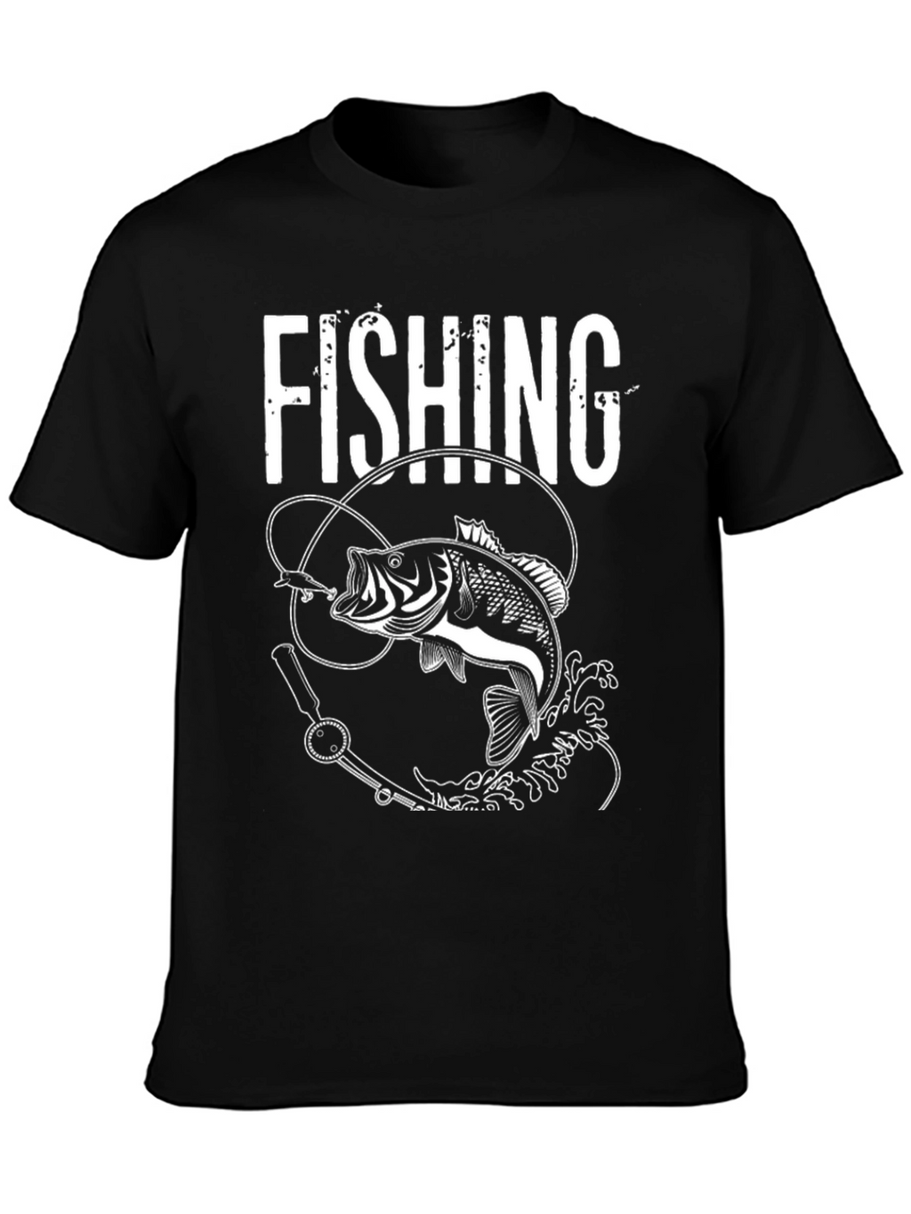 Fishing Graphic Tee - Bass Design Black T-Shirt
