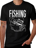 Fishing Graphic Tee - Bass Design Black T-Shirt