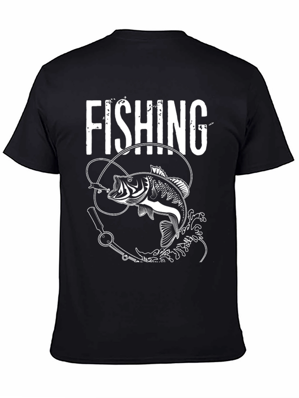 Fishing Graphic Tee - Bass Design Black T-Shirt