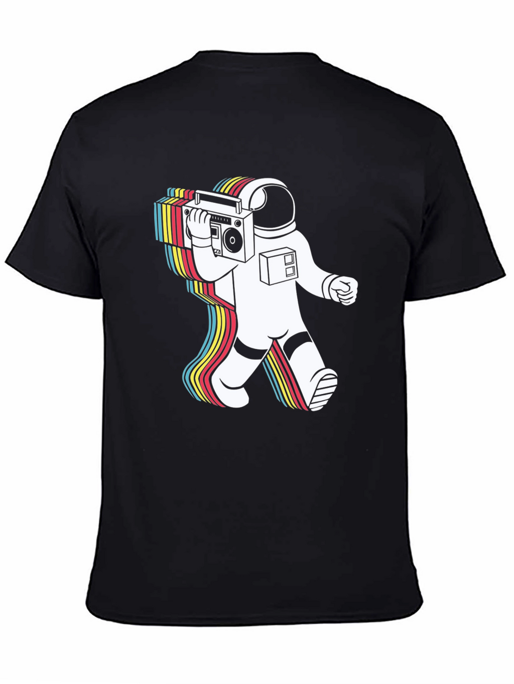 Retro Astronaut Boombox Graphic Tee - Black