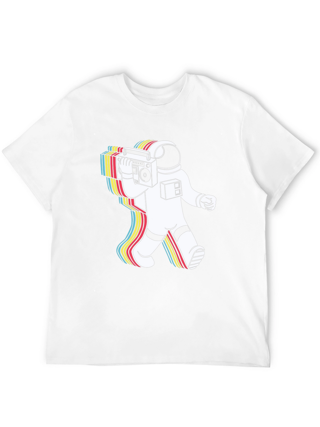 Retro Astronaut Boombox Graphic Tee - Black