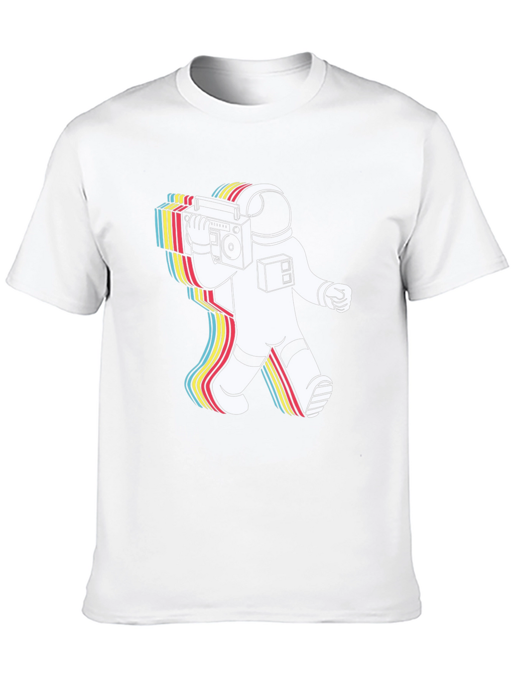 Retro Astronaut Boombox Graphic Tee - Black