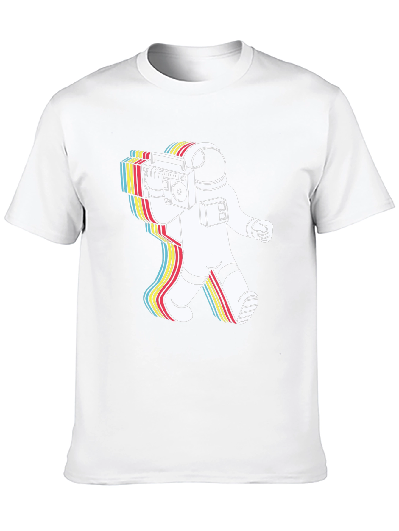 Retro Astronaut Boombox Graphic Tee - Black