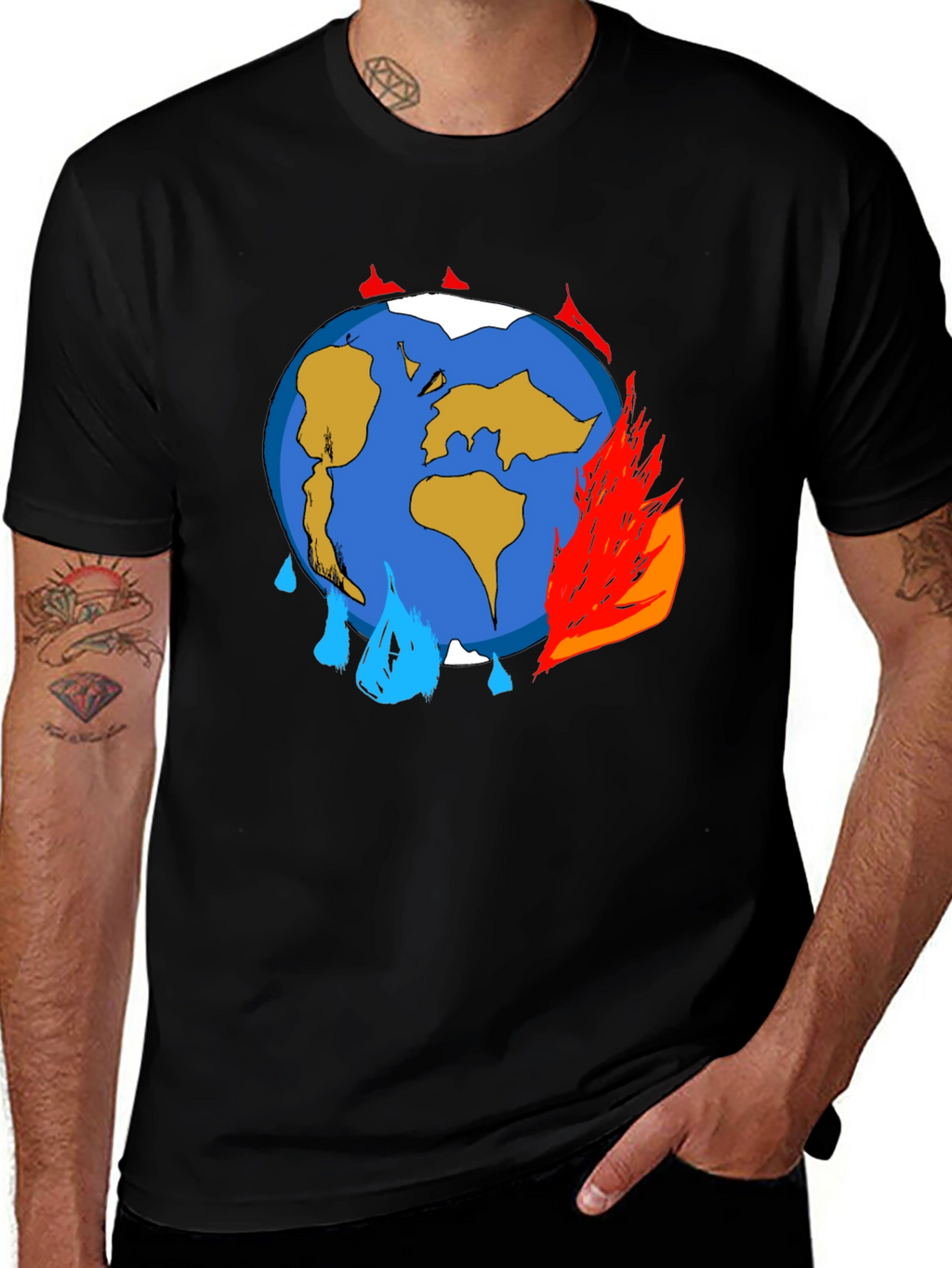 Global Warming Graphic Tee - Black Unisex T-Shirt