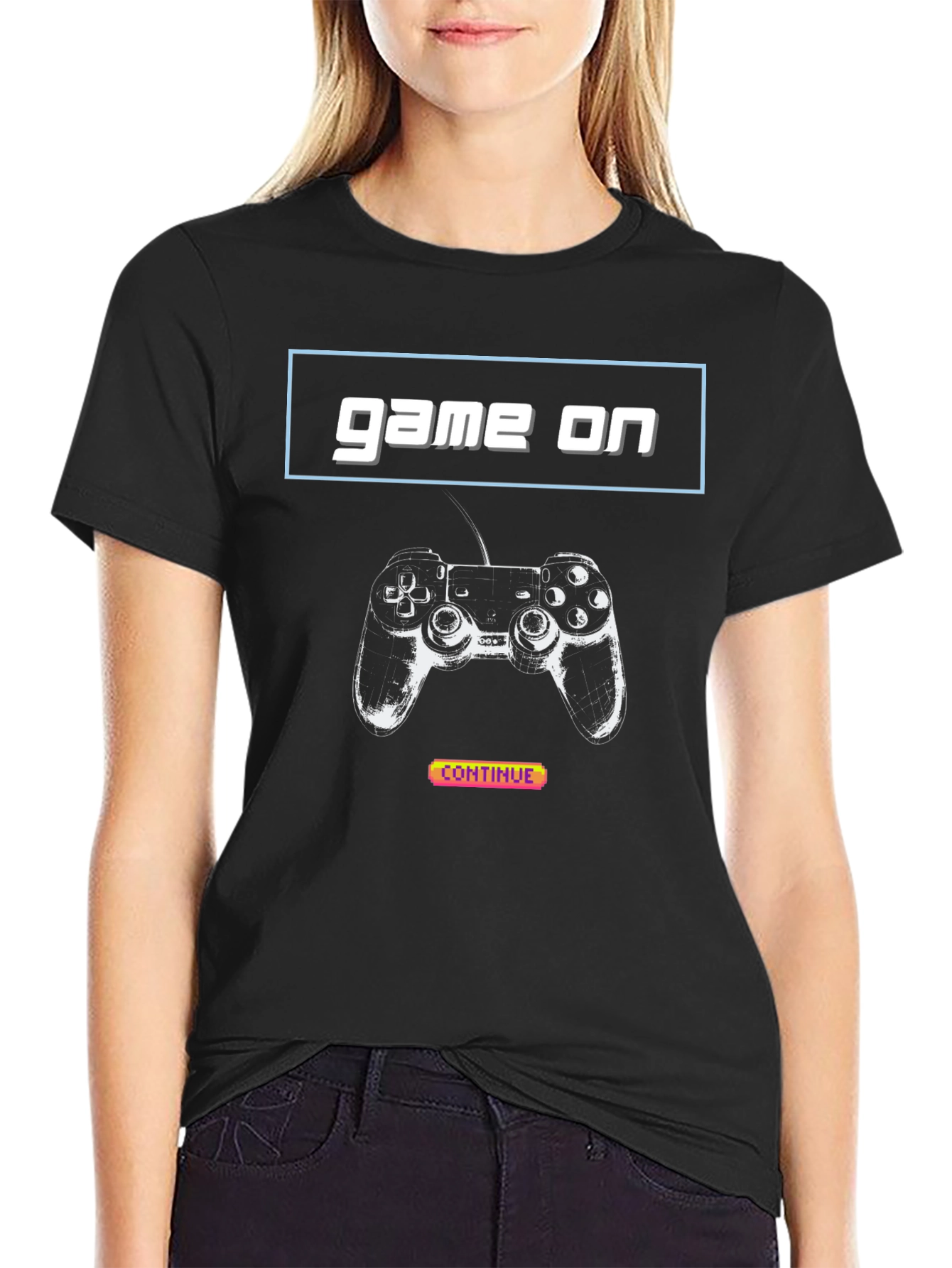 Game On Black Graphic Tee - Gamer T-Shirt