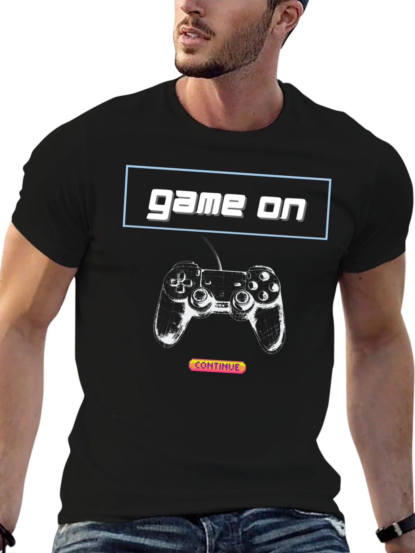 Game On Black Graphic Tee - Gamer T-Shirt