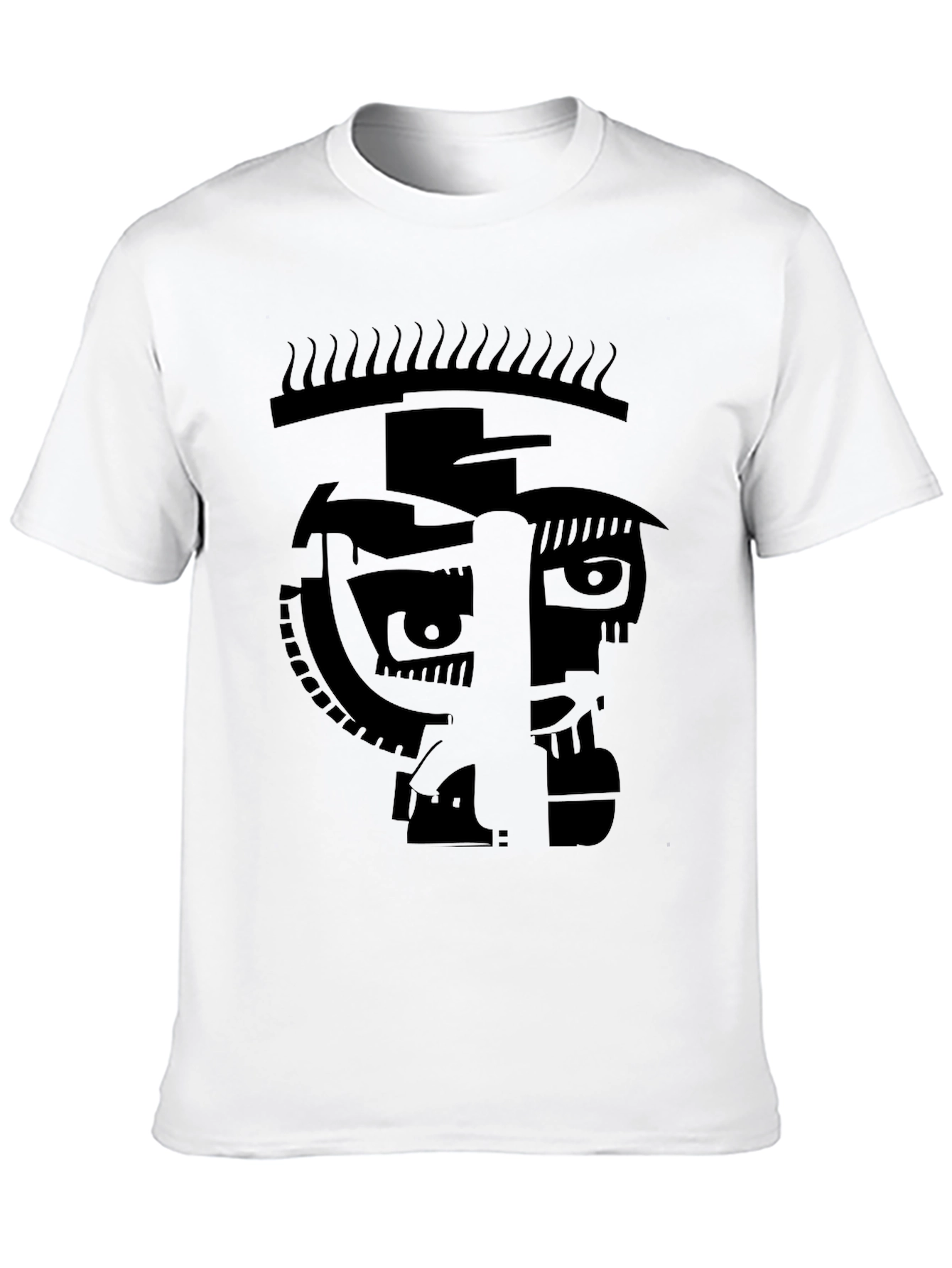 Abstract Face Graphic Black T-Shirt - Modern Art Tee