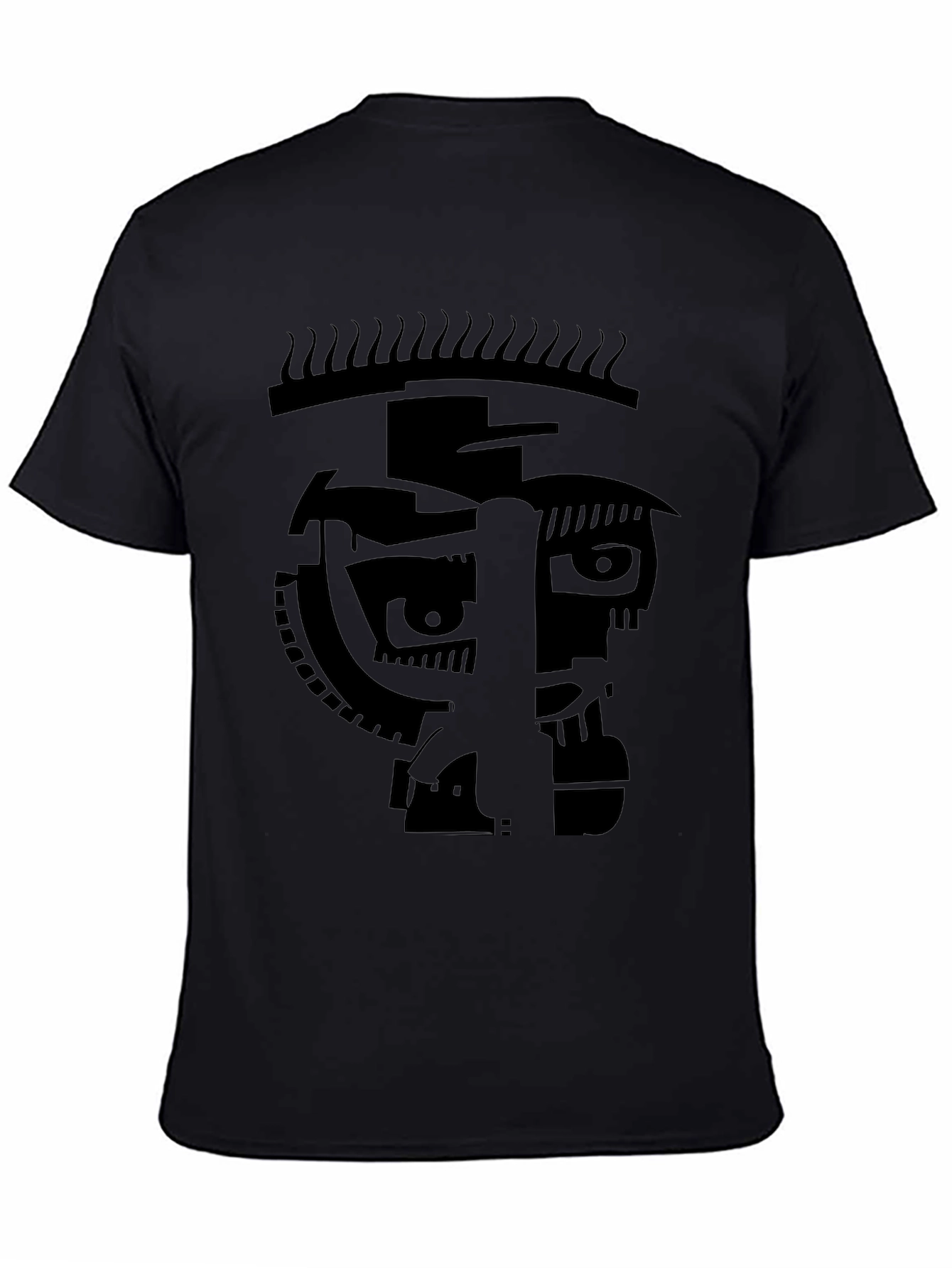 Abstract Face Graphic Black T-Shirt - Modern Art Tee