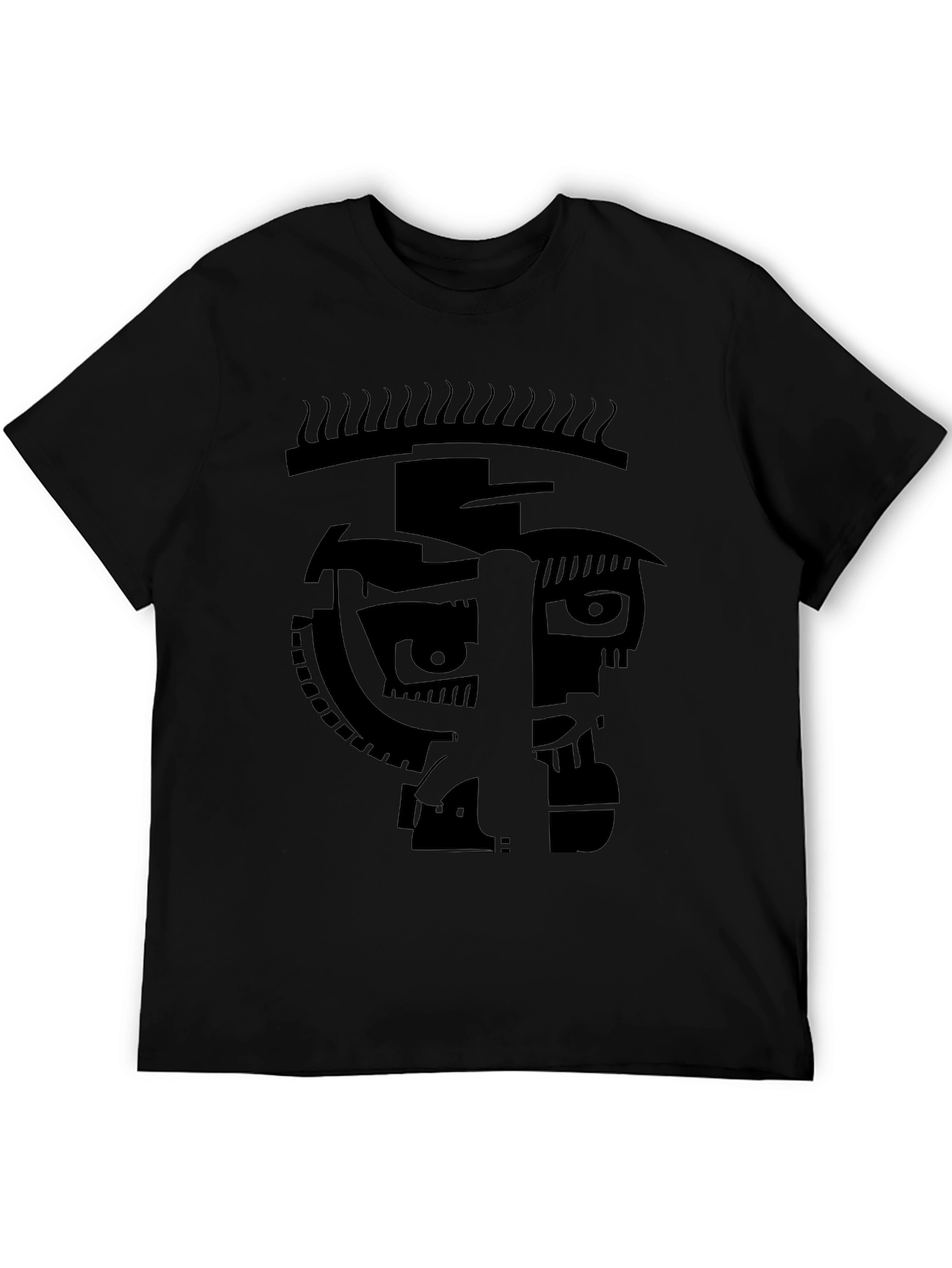 Abstract Face Graphic Black T-Shirt - Modern Art Tee