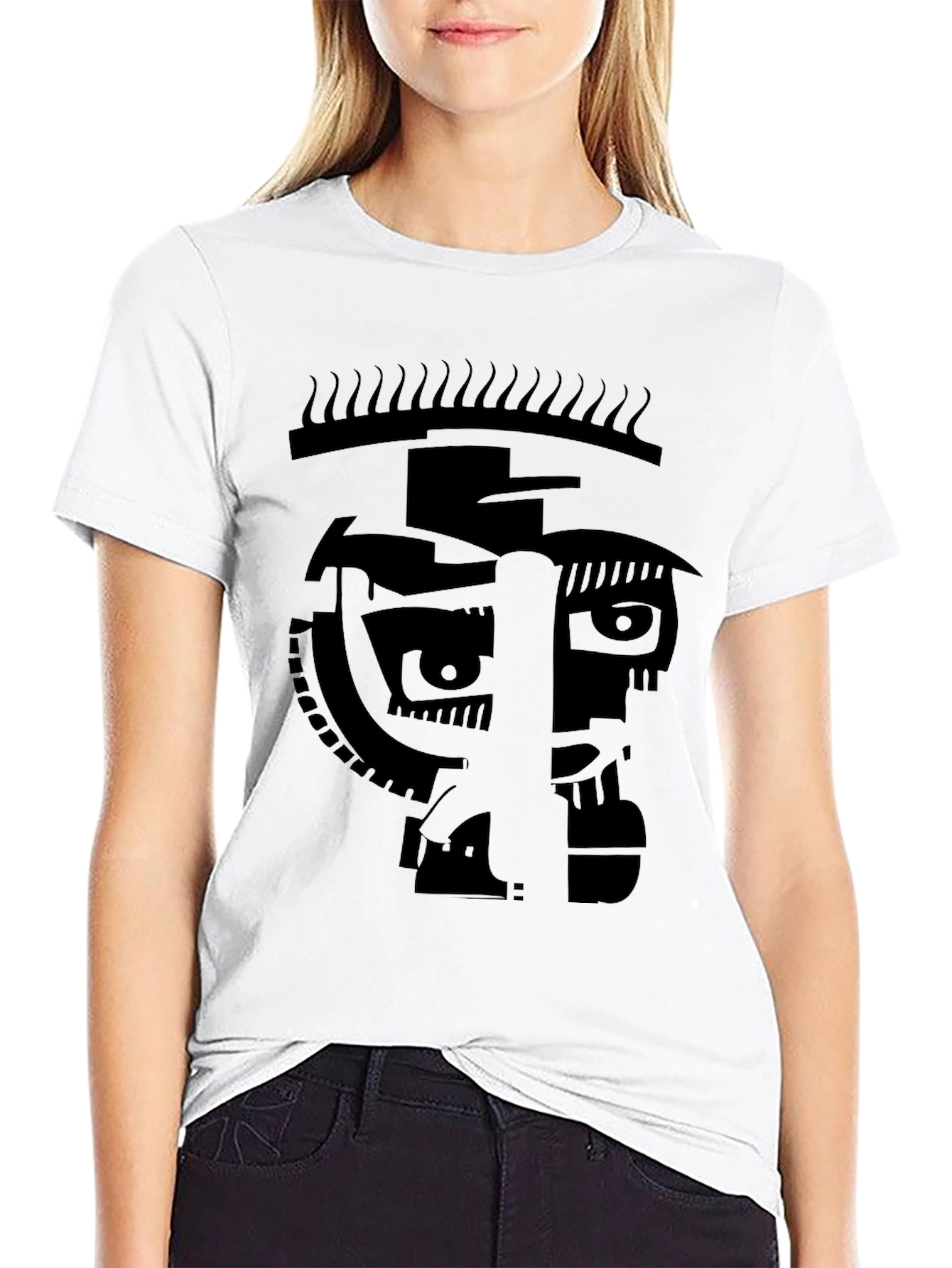 Abstract Face Graphic Black T-Shirt - Modern Art Tee