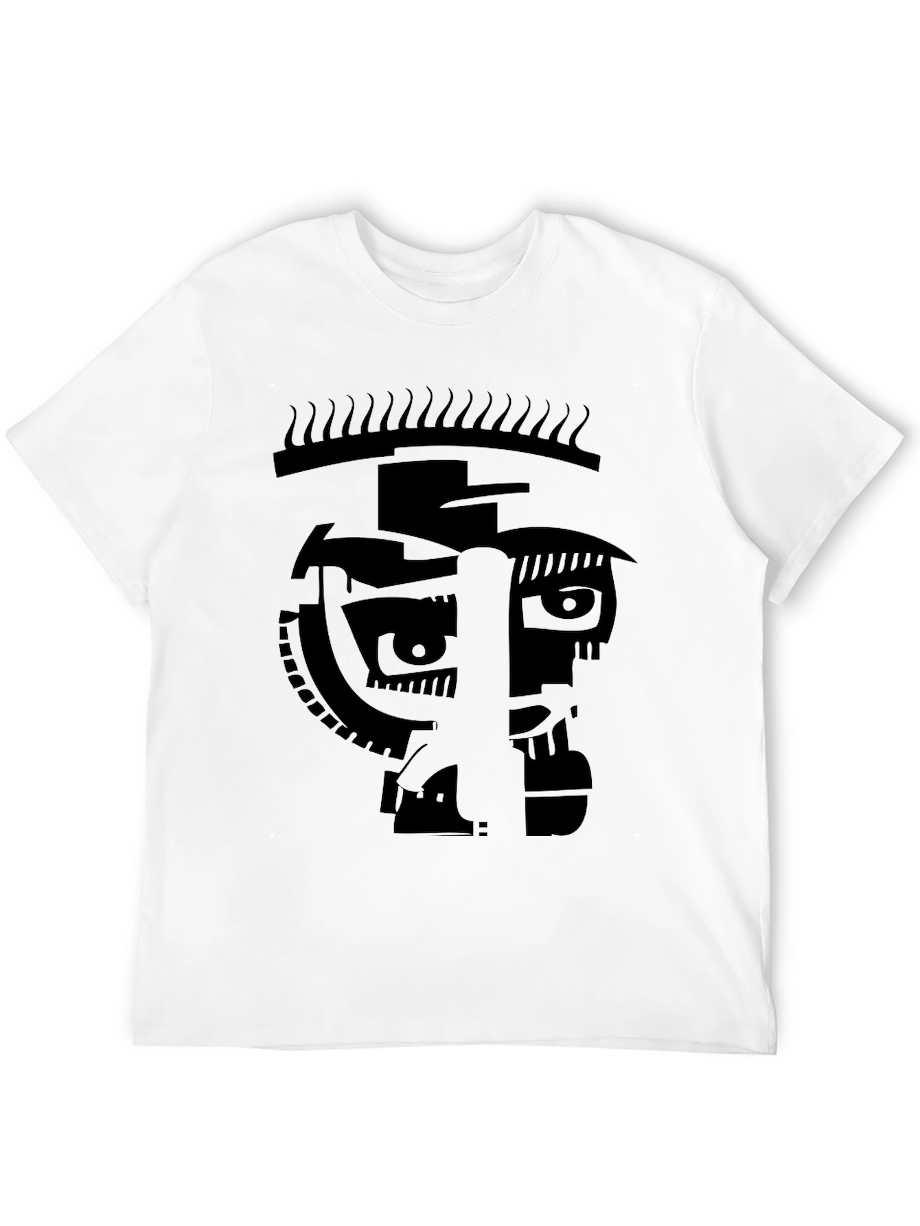Abstract Face Graphic Black T-Shirt - Modern Art Tee