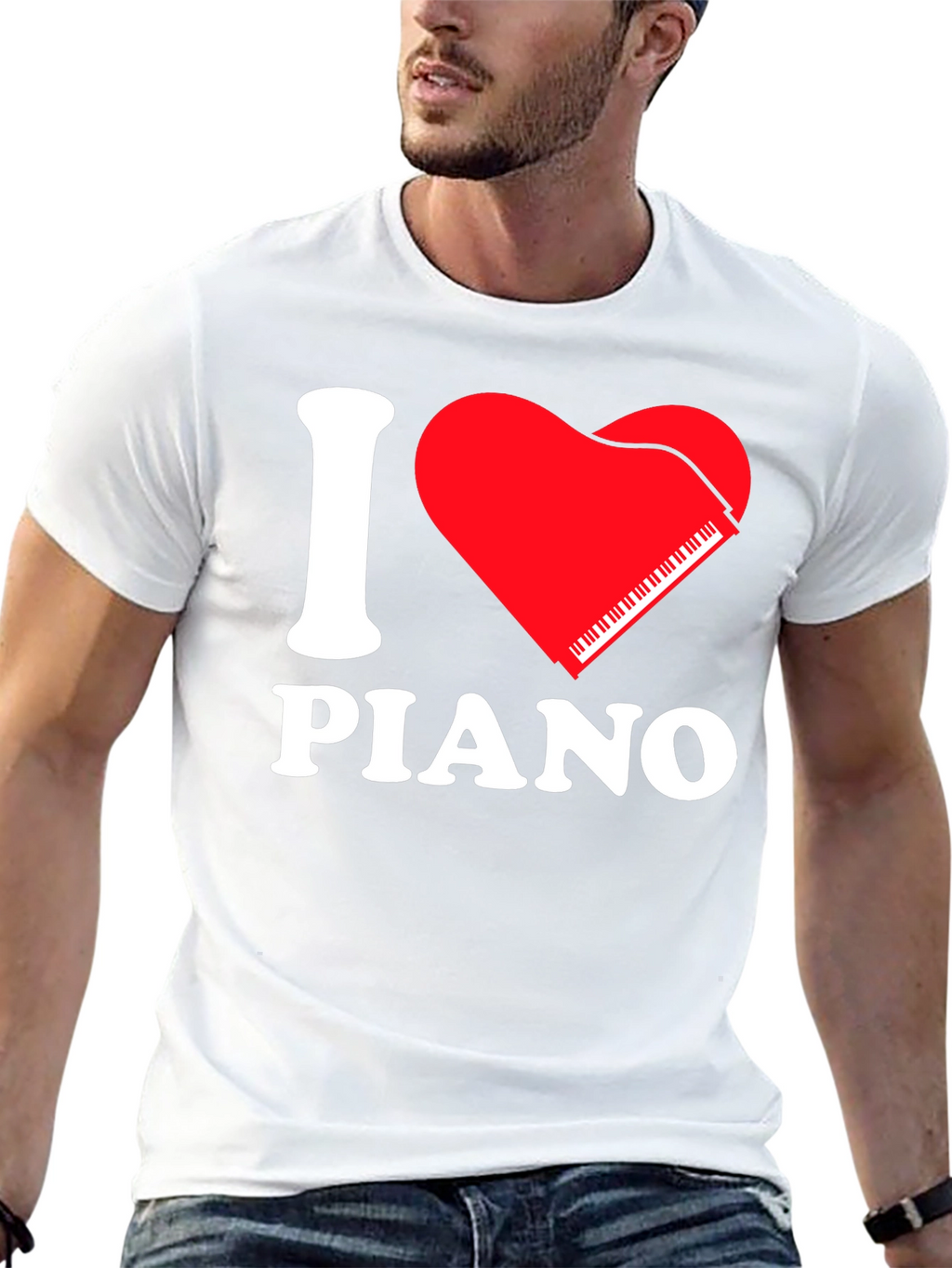 I Love Piano Black T-Shirt - Music Lover Tee