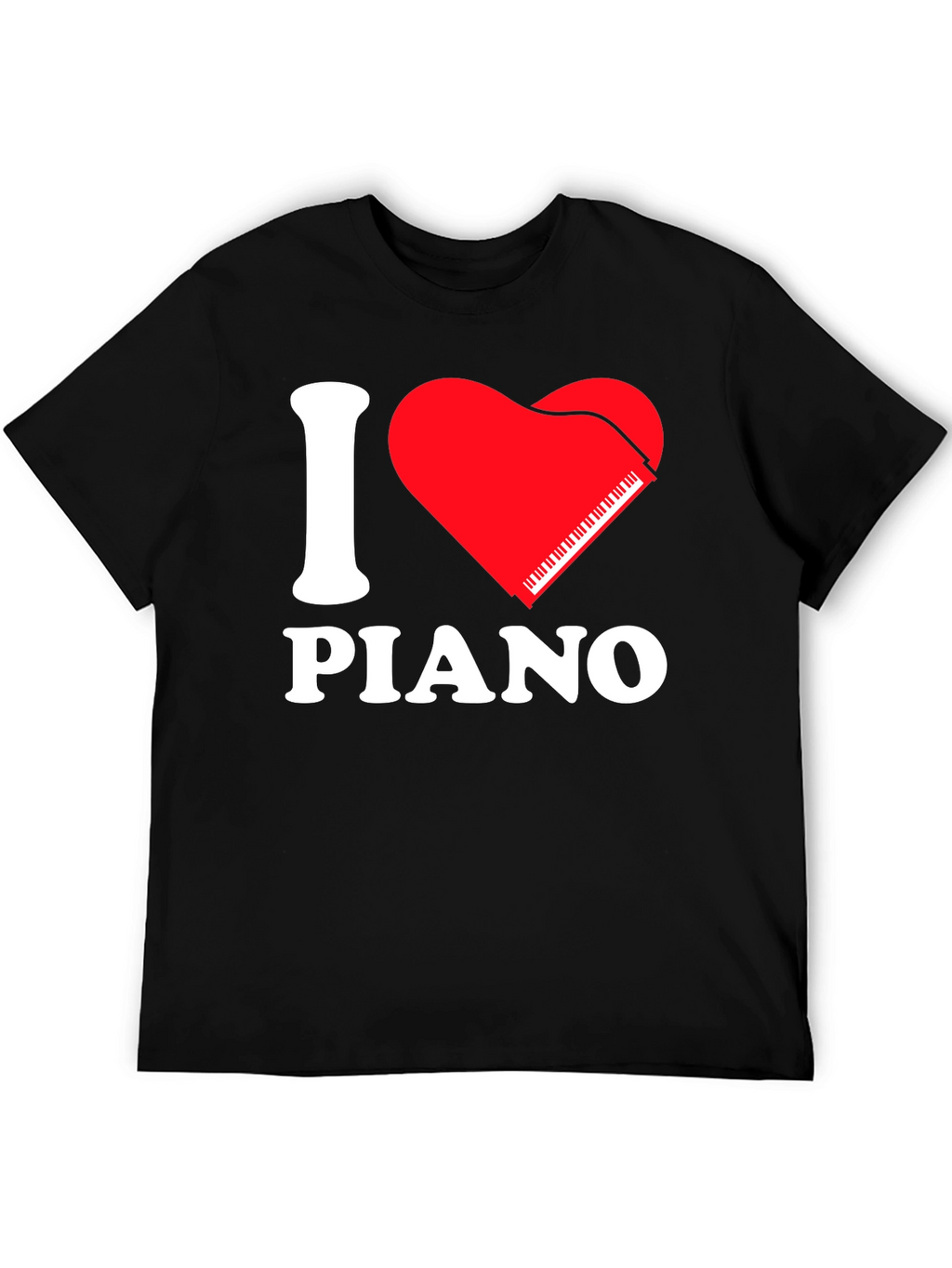 I Love Piano Black T-Shirt - Music Lover Tee