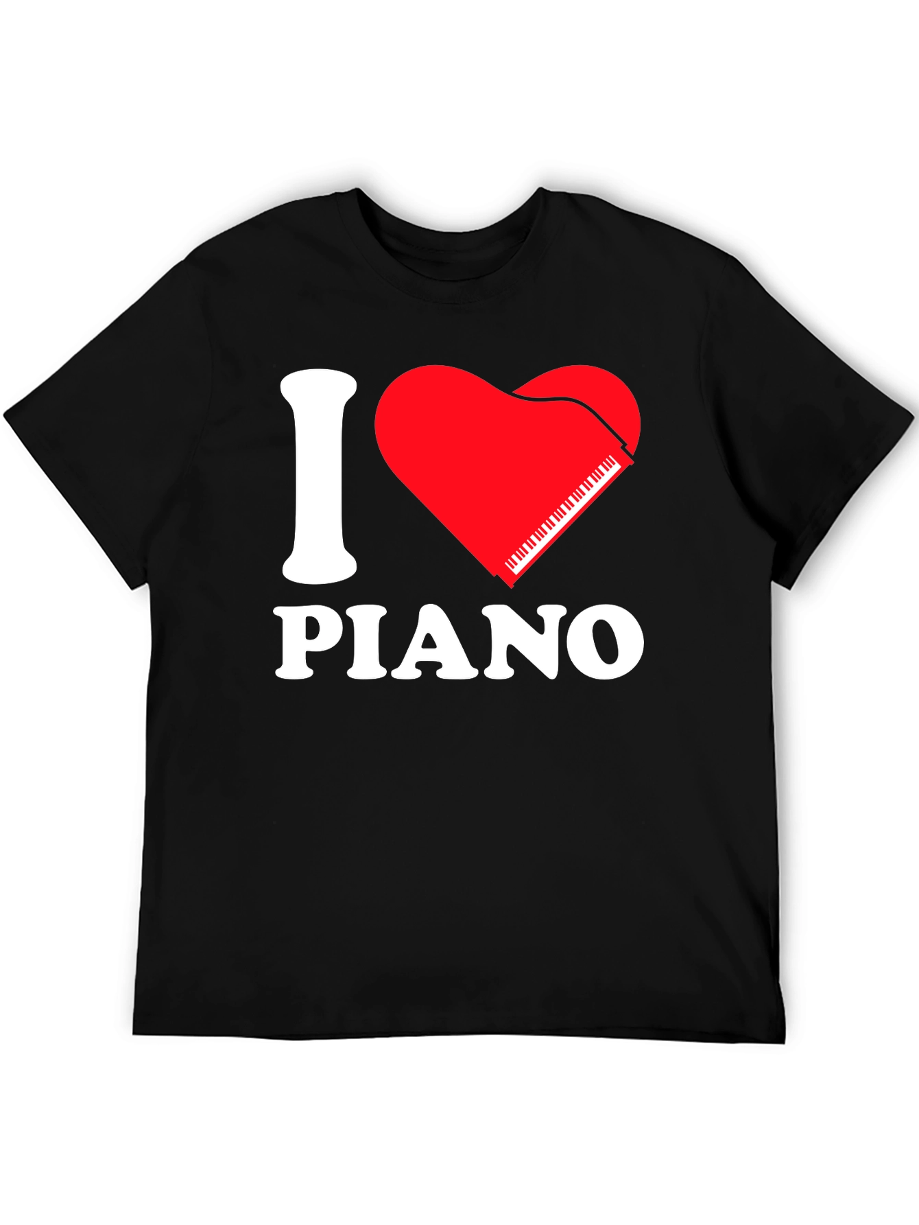 I Love Piano Black T-Shirt - Music Lover Tee