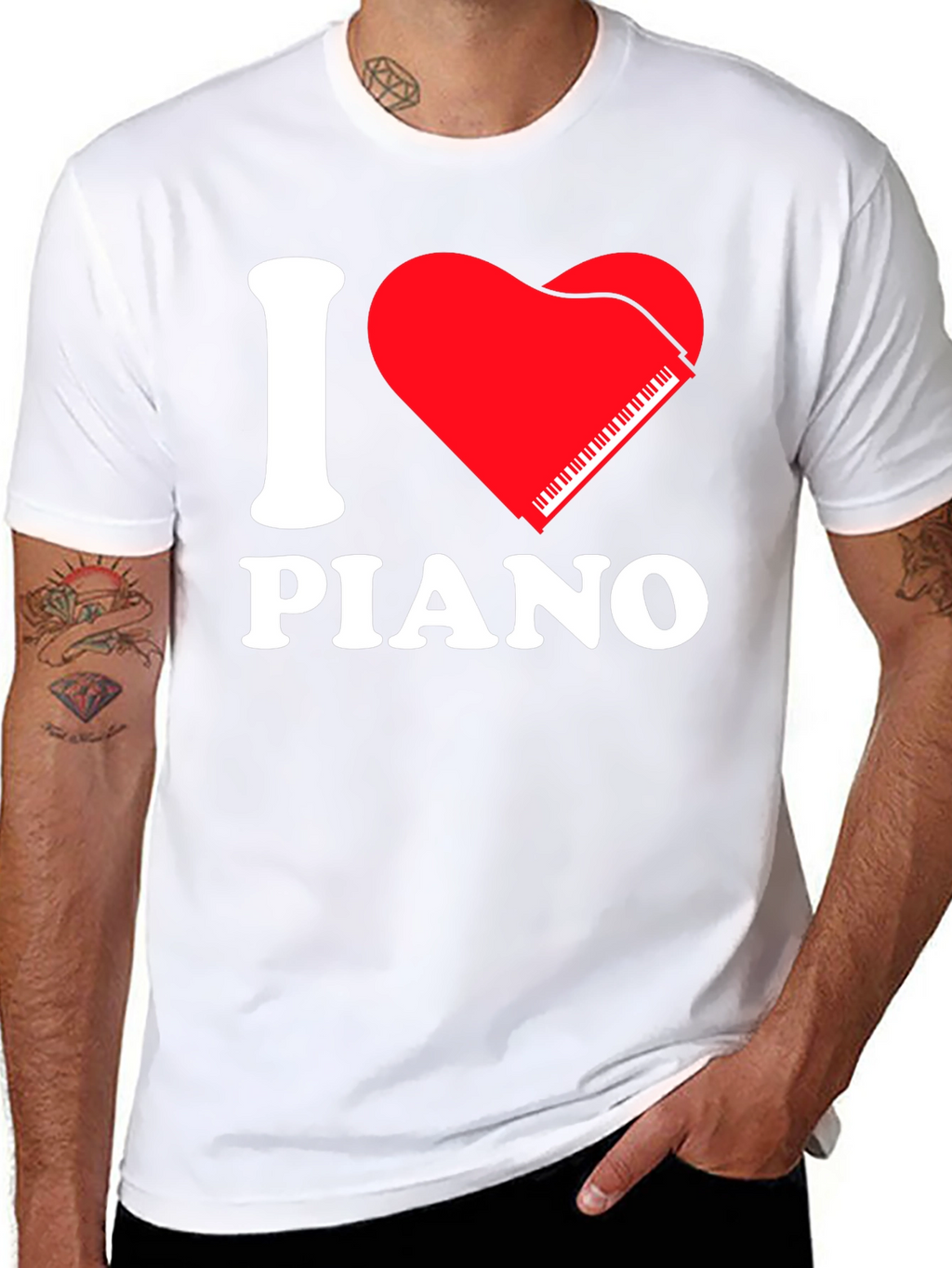 I Love Piano Black T-Shirt - Music Lover Tee