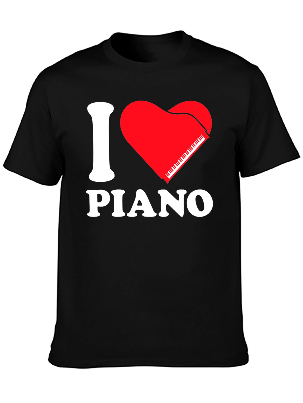 I Love Piano Black T-Shirt - Music Lover Tee