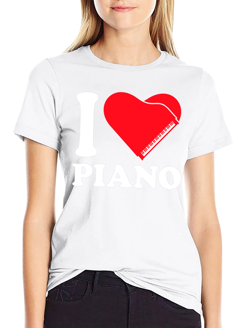I Love Piano Black T-Shirt - Music Lover Tee