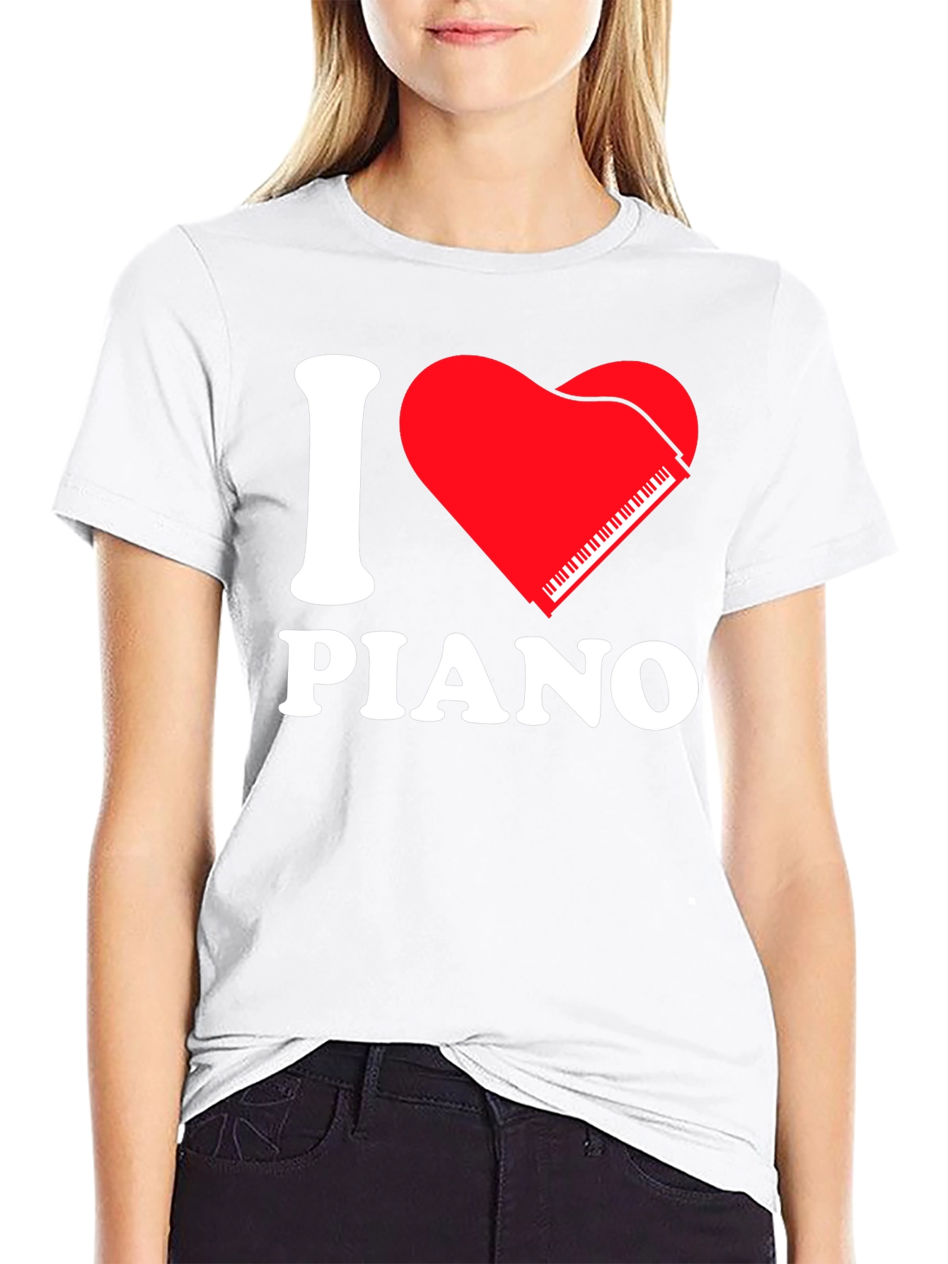 I Love Piano Black T-Shirt - Music Lover Tee