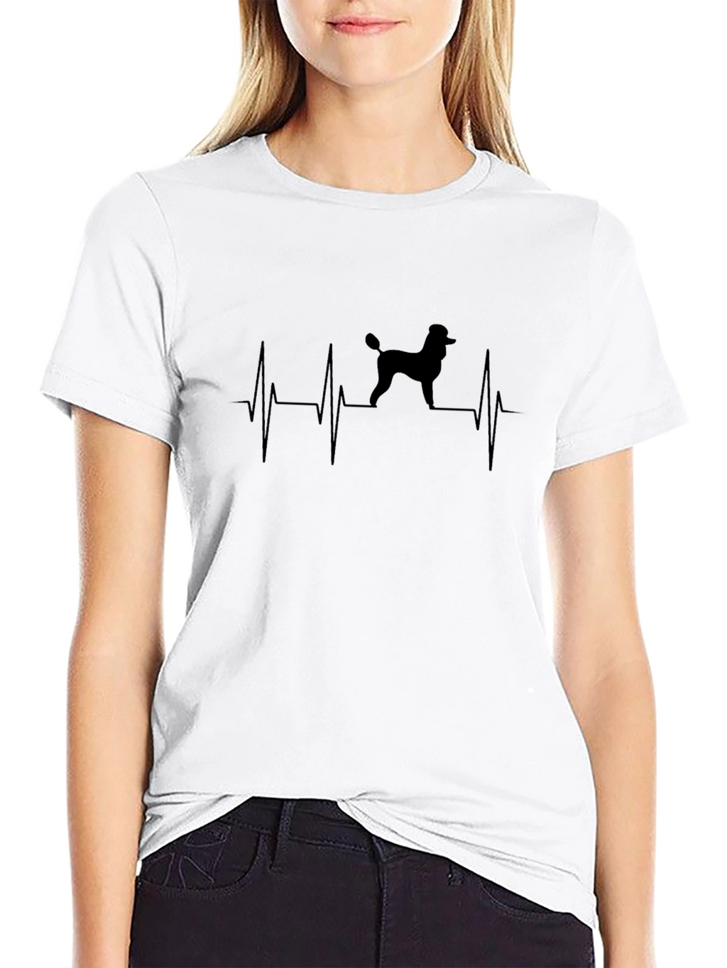 Poodle Heartbeat T-Shirt - Black