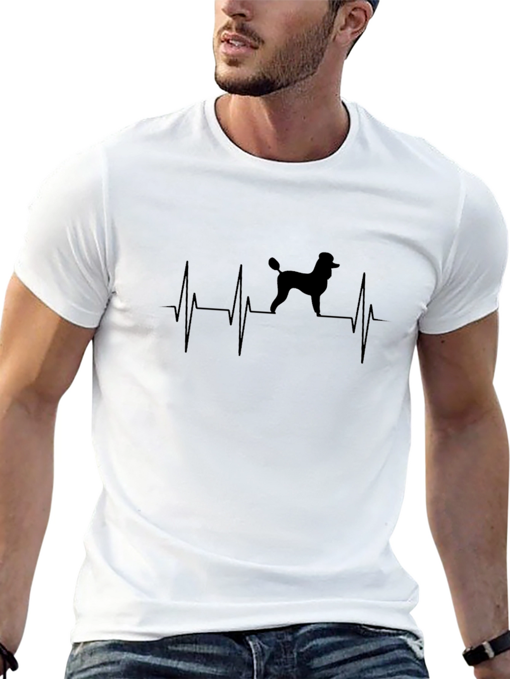 Poodle Heartbeat T-Shirt - Black