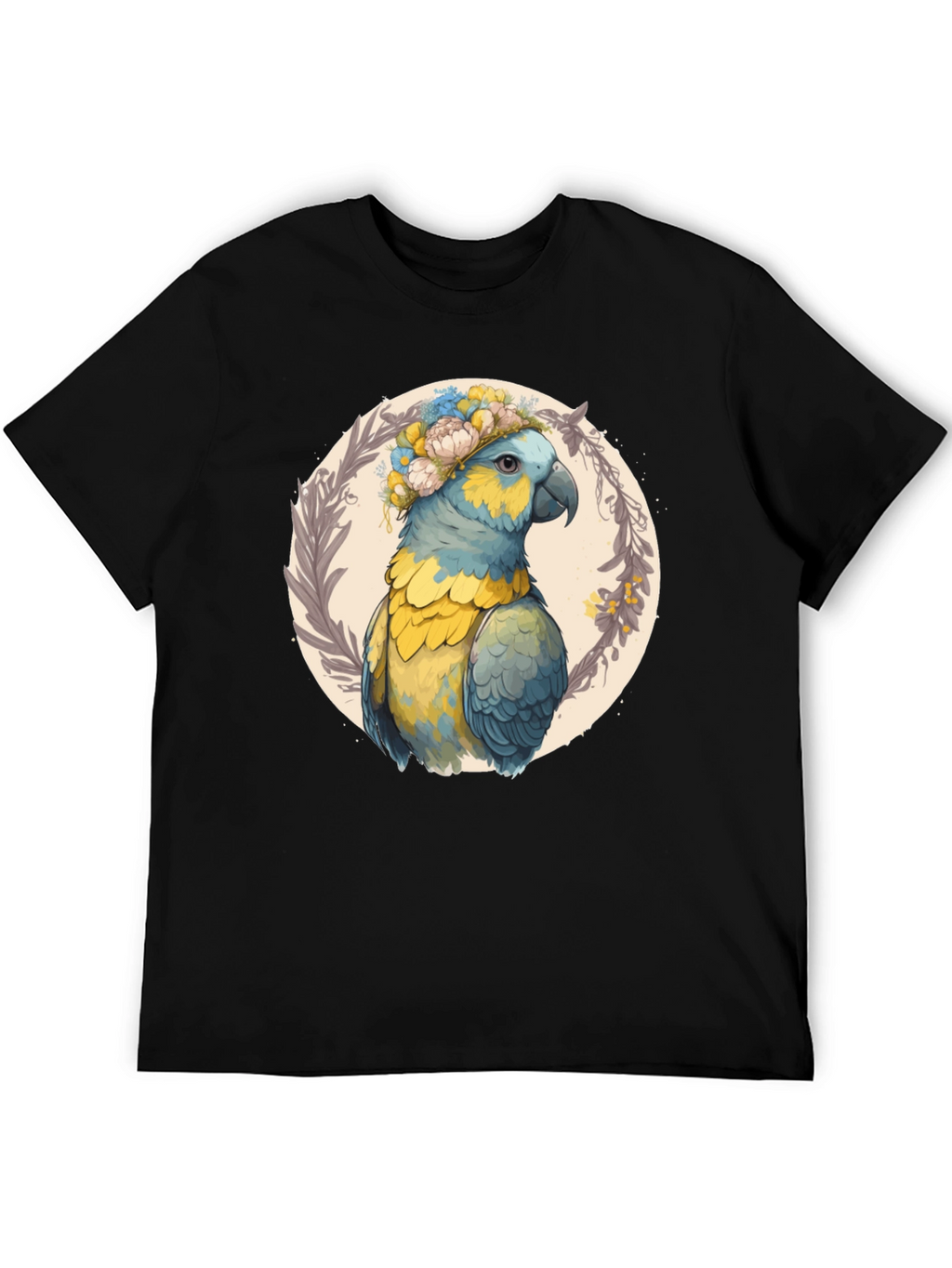 Parrot Floral Wreath Graphic Tee