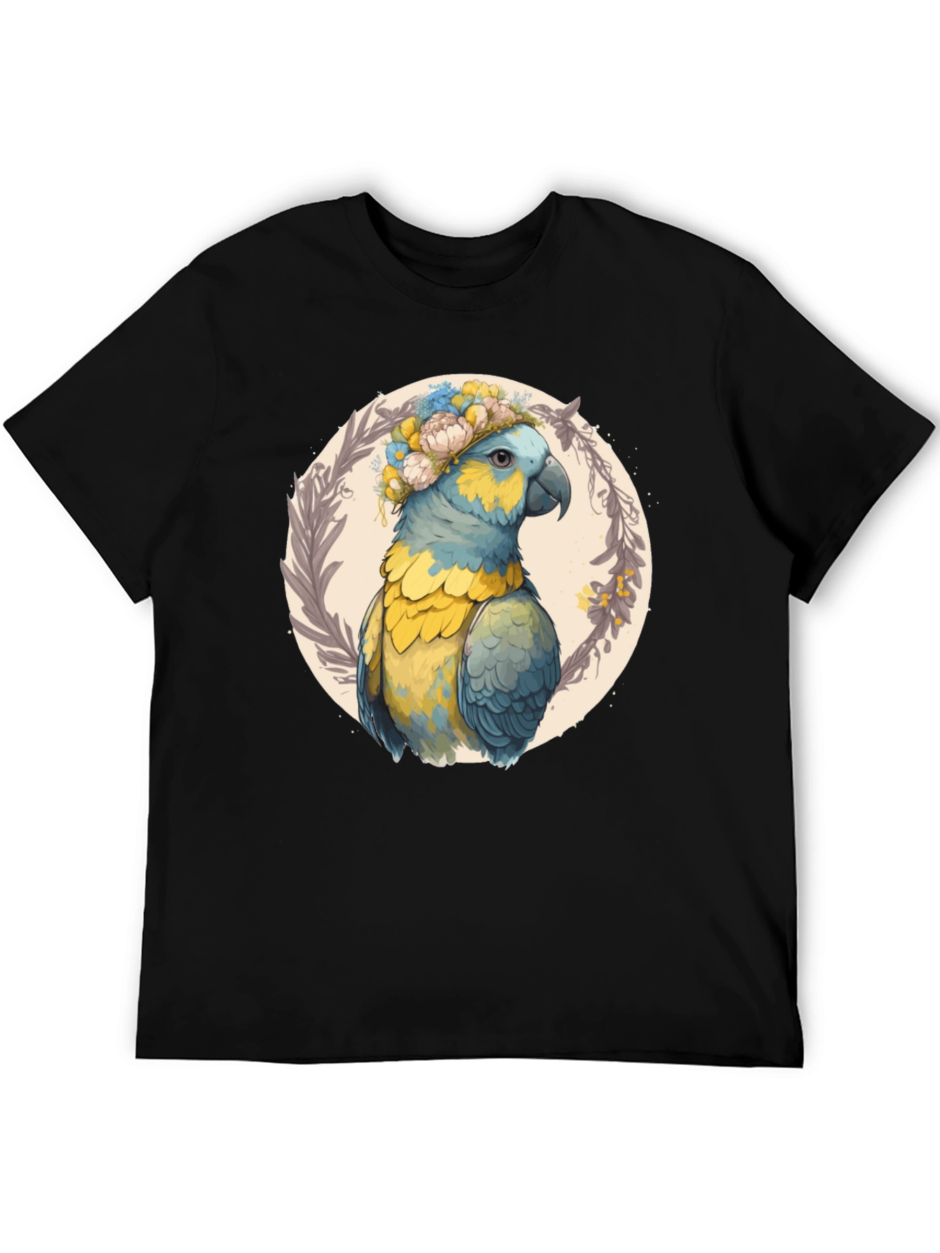 Parrot Floral Wreath Graphic Tee