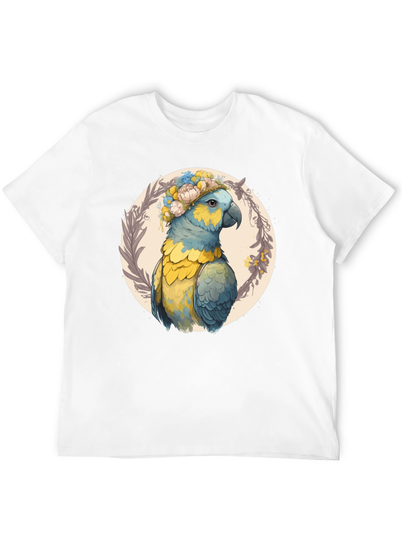 Parrot Floral Wreath Graphic Tee