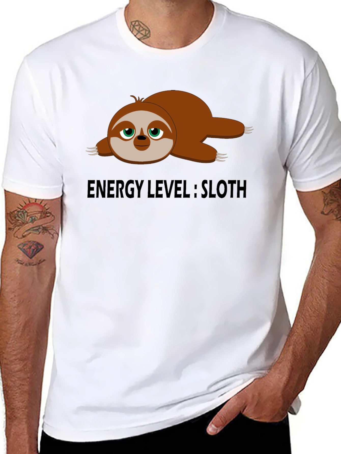 Energy Level Sloth T-Shirt - Lazy Days Comfort